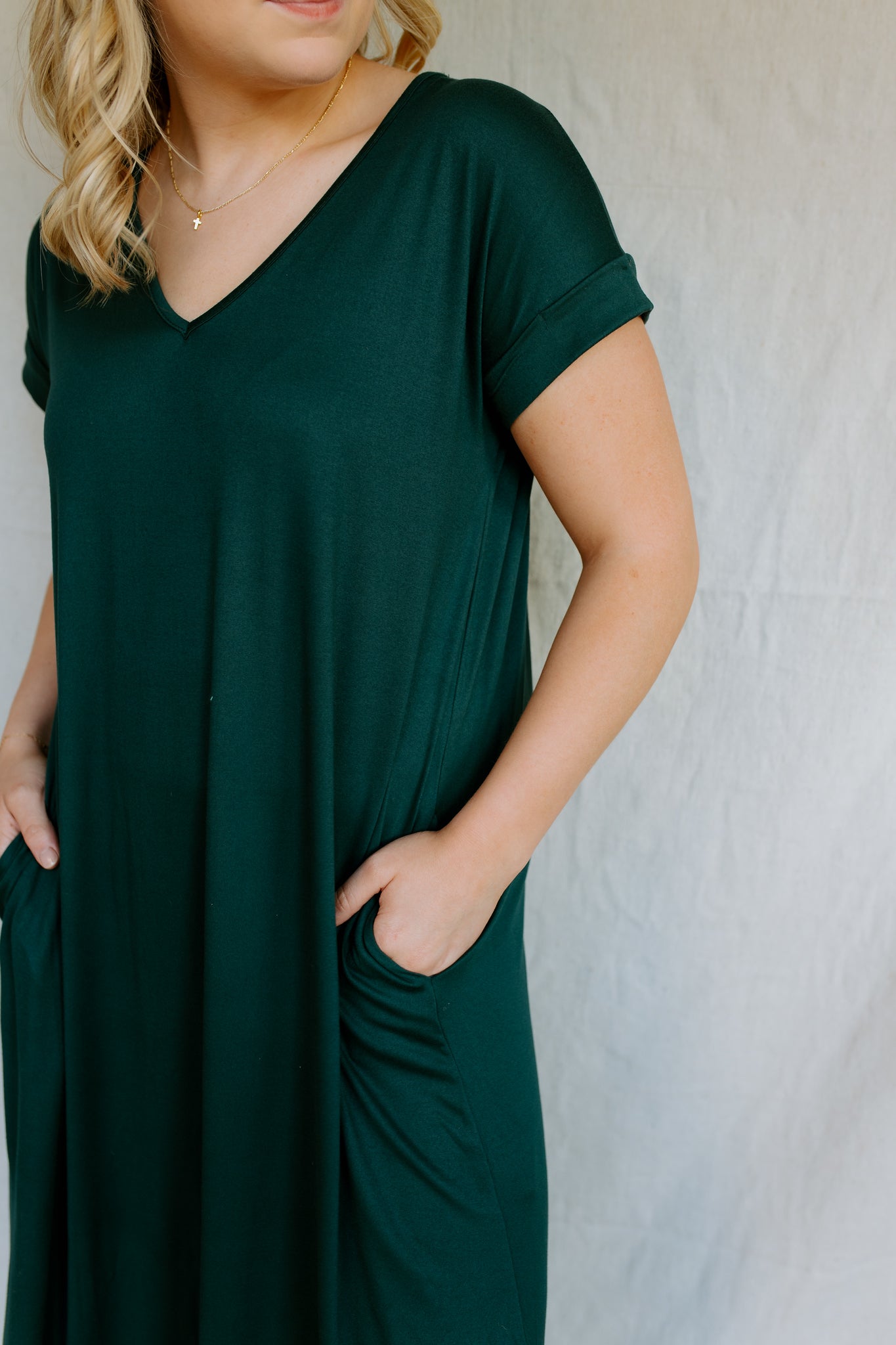 V Neck Maxi Dress | Hunter Green