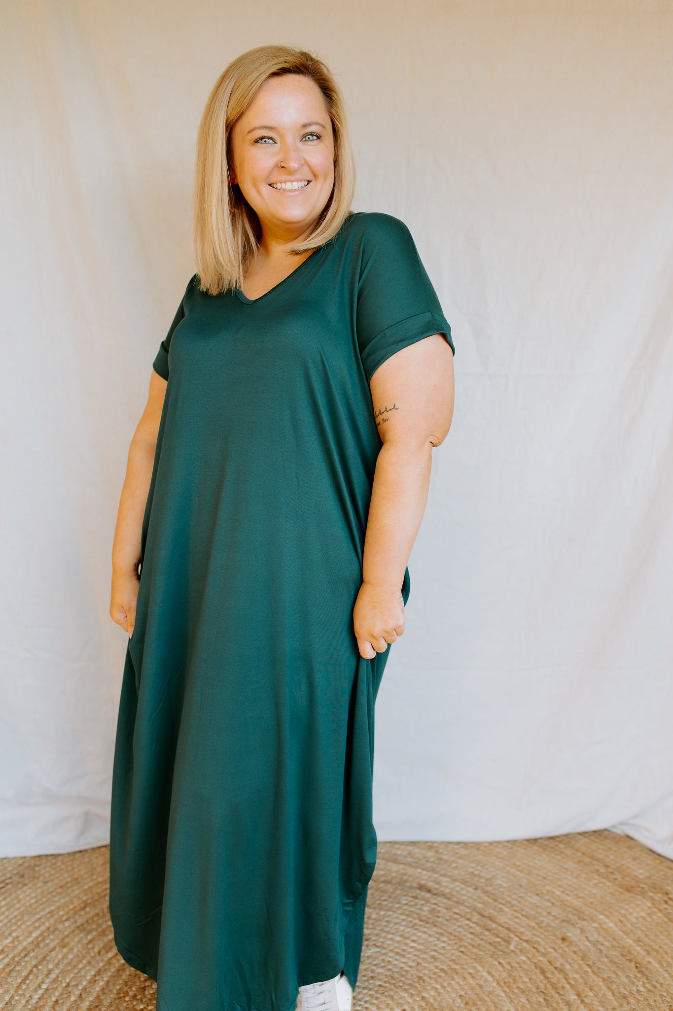 V Neck Maxi Dress | Hunter Green