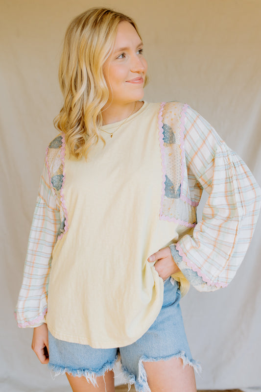 Print Mix Washed Top | Dijon