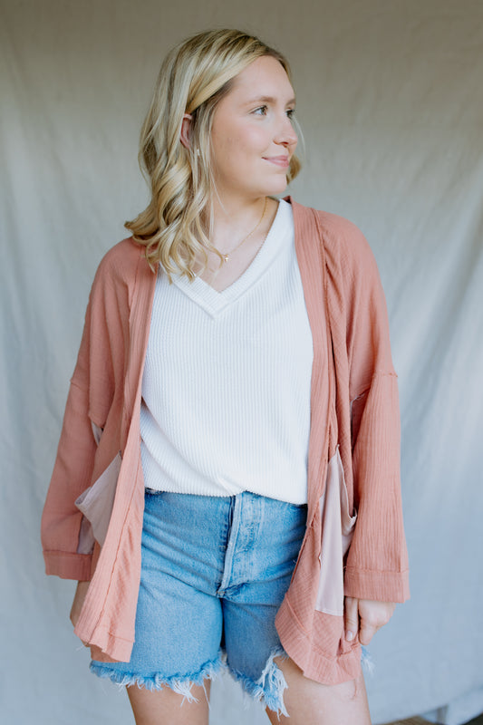 Open Front Cardigan | Clay
