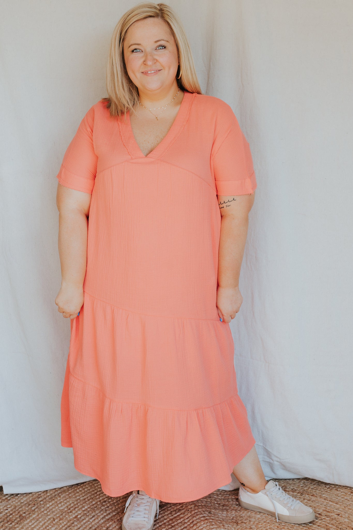 Cotton Woven Dress | Apricot