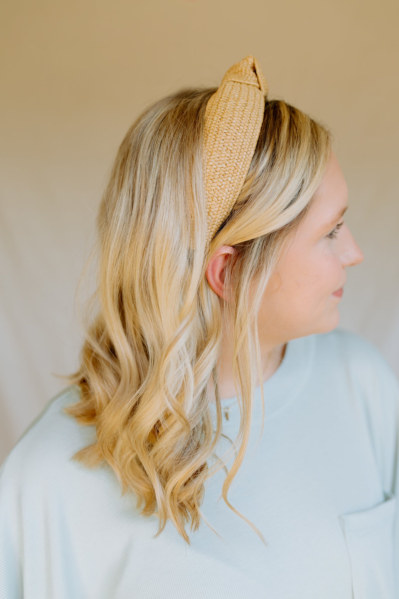 Straw Rattan Knotted Headband | Natural