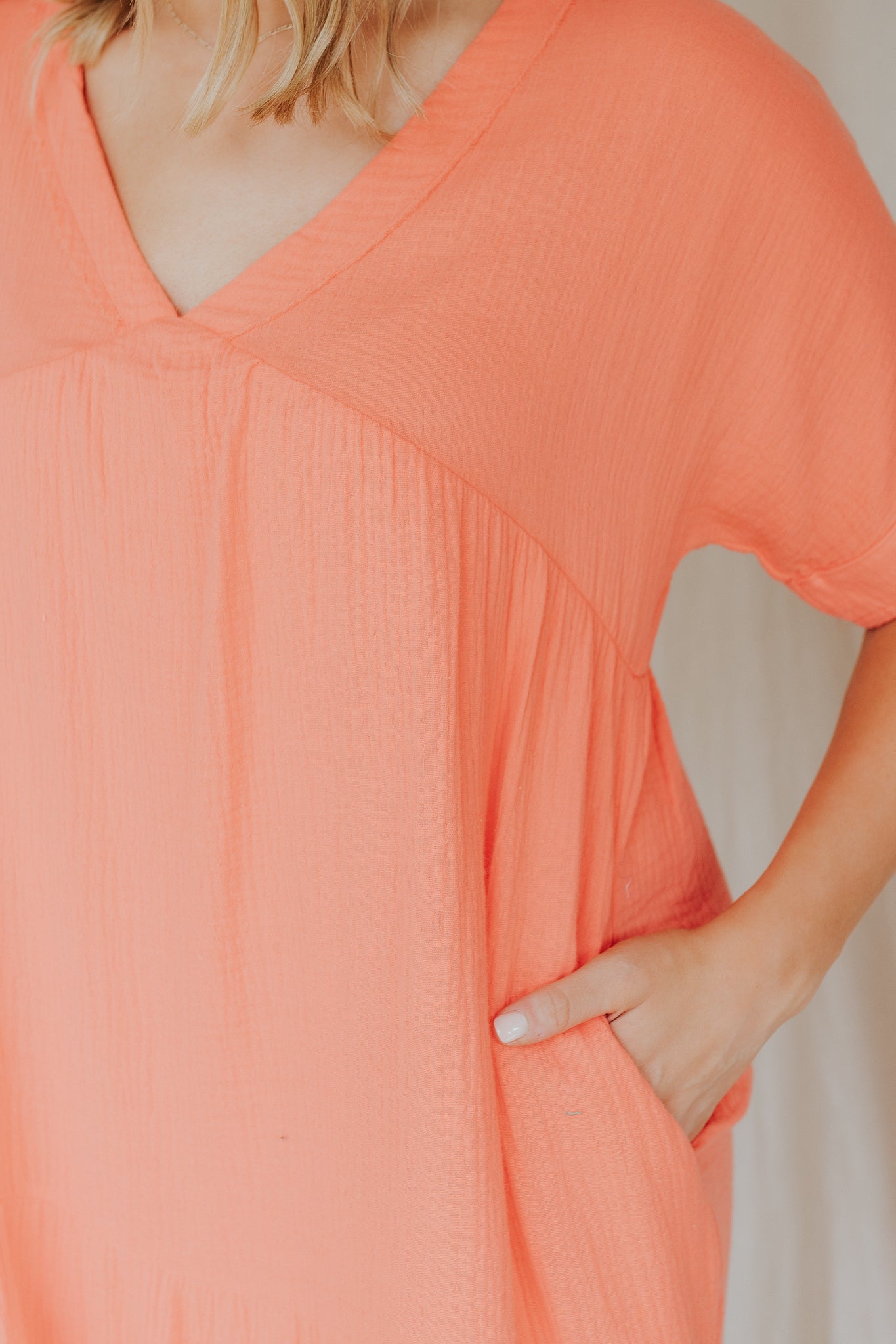 Cotton Woven Dress | Apricot