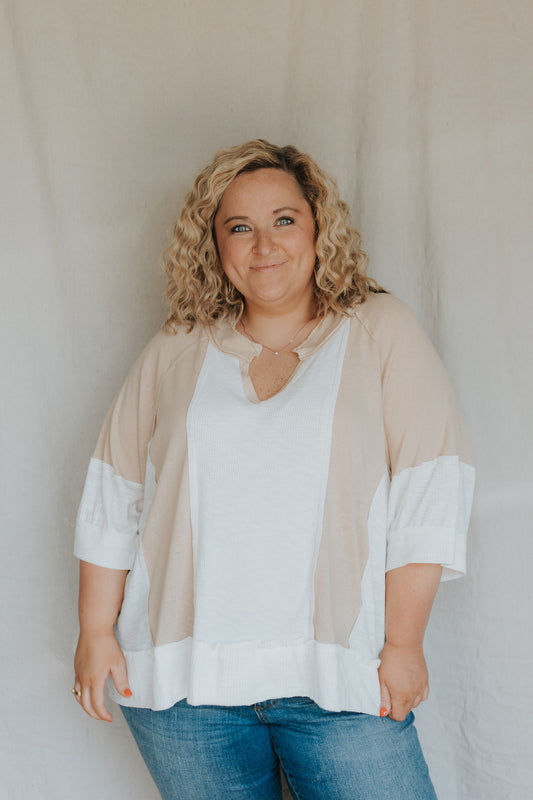 Color Block Top | Latte/Ivory