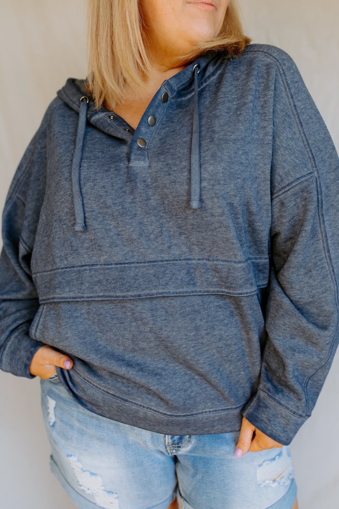 Drift Snap Hoodie | Deep Ocean