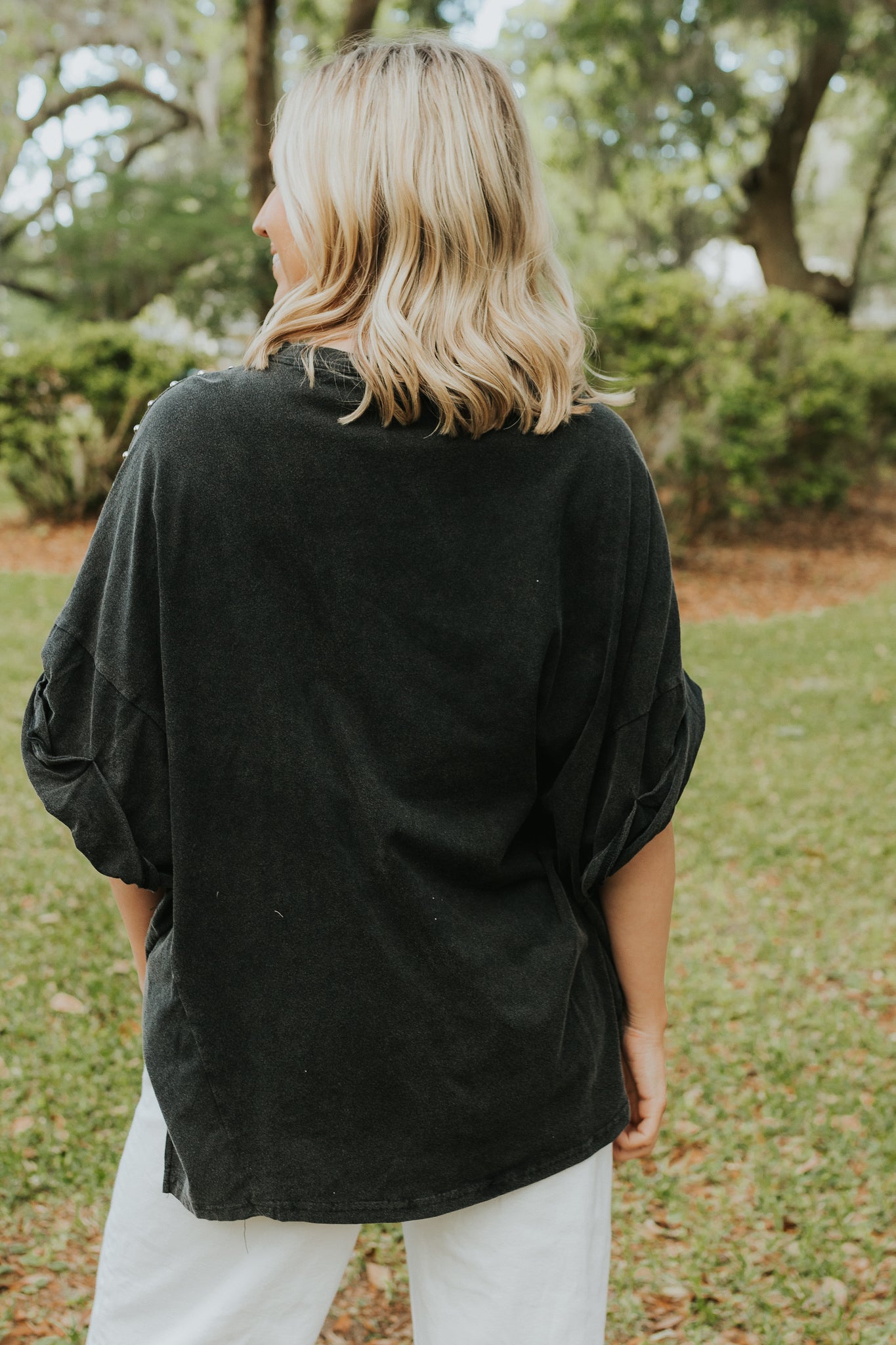 Roll Up Sleeve Studded Tee