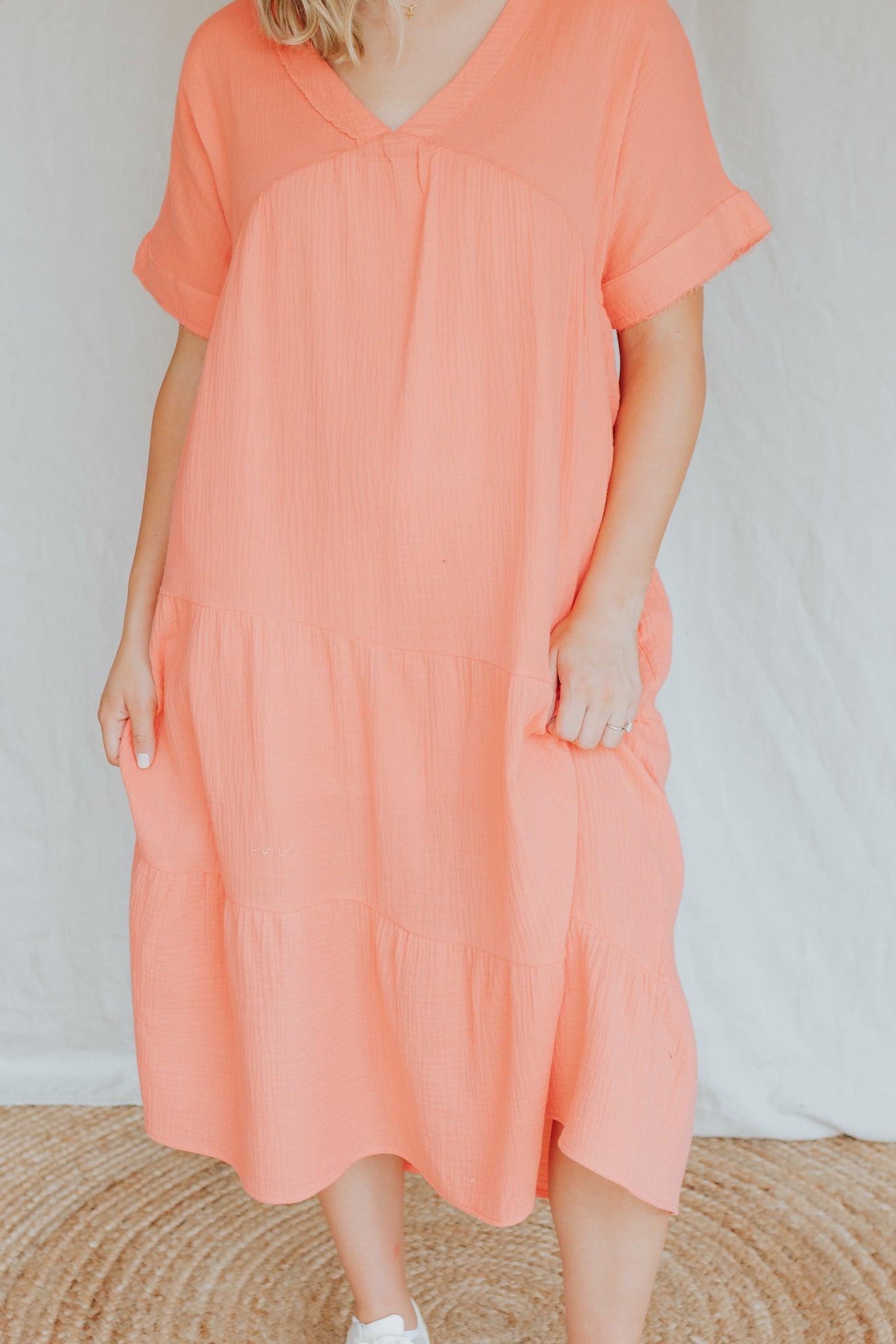 Cotton Woven Dress | Apricot