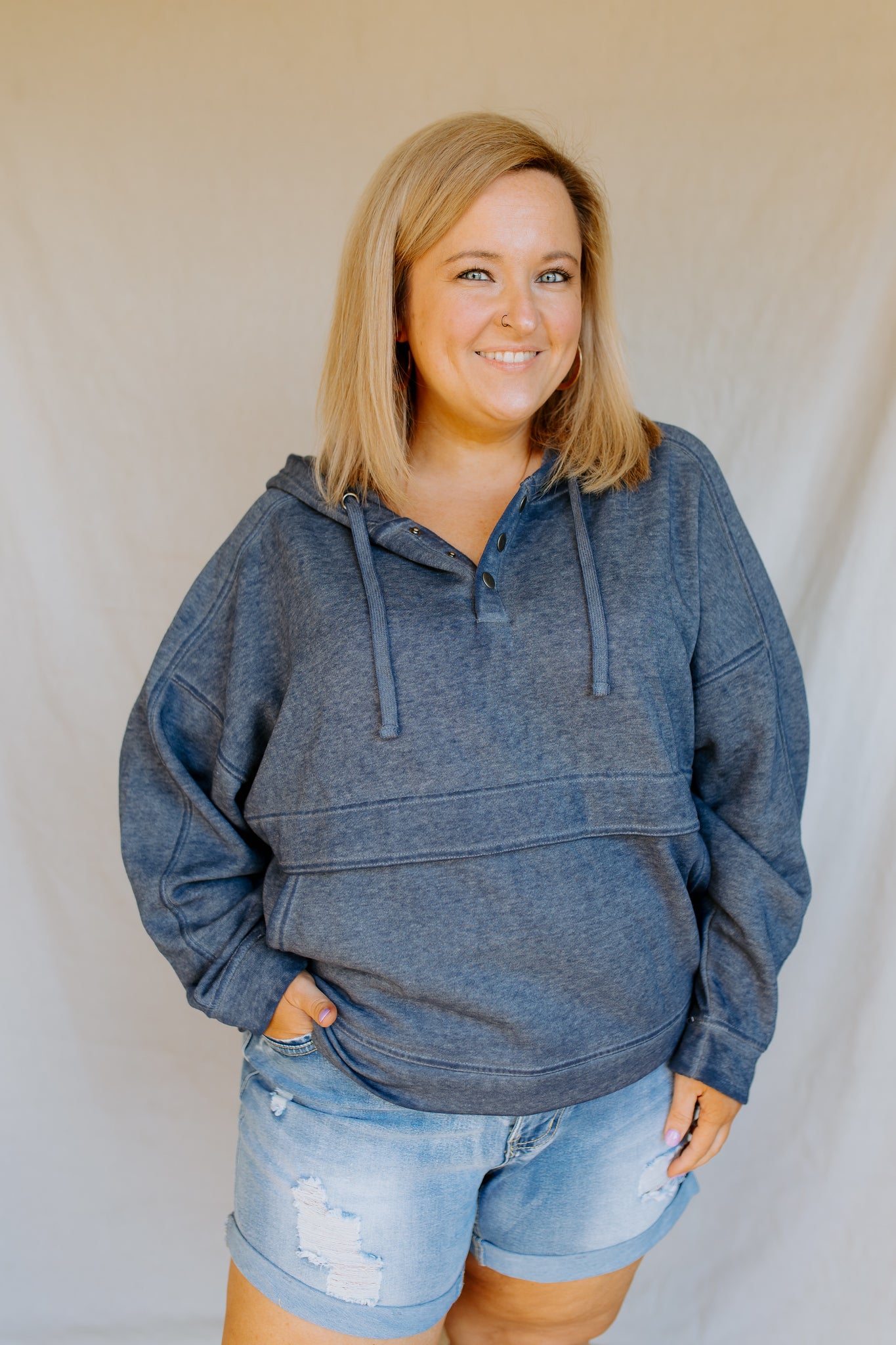 Drift Snap Hoodie | Deep Ocean