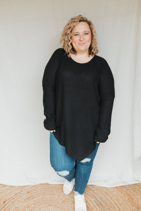 Asymmetrical Knit Top | Black