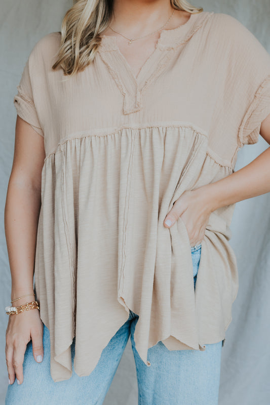 Babydoll Top | Taupe