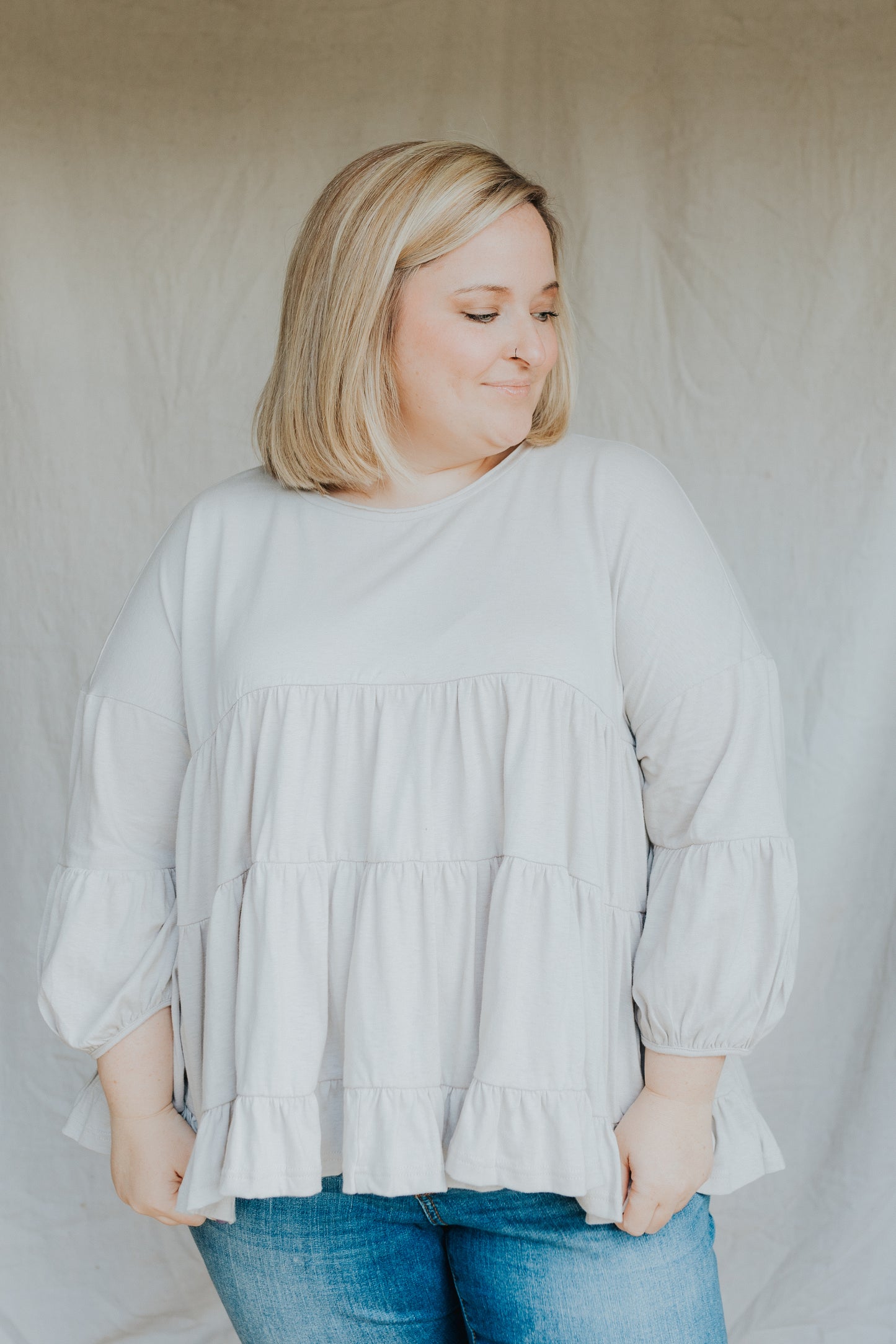 Tiered Ruffle Top | Stone