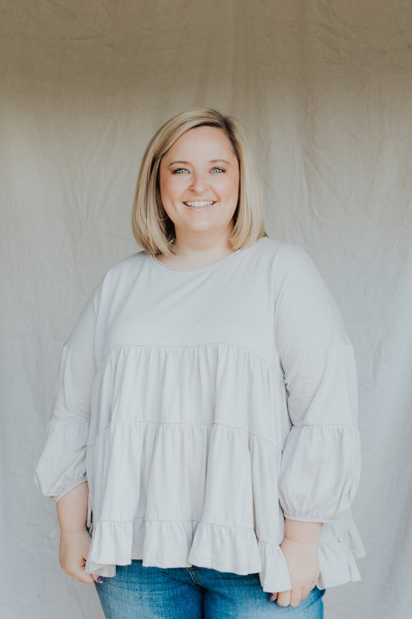 Tiered Ruffle Top | Stone