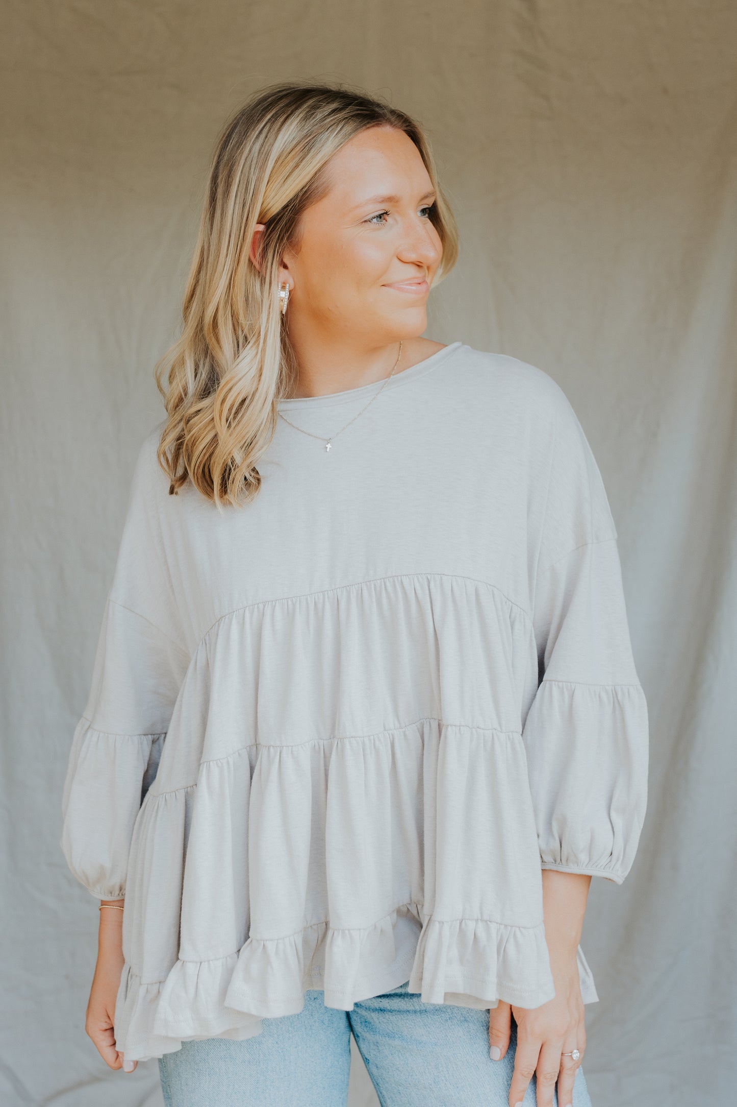 Tiered Ruffle Top | Stone