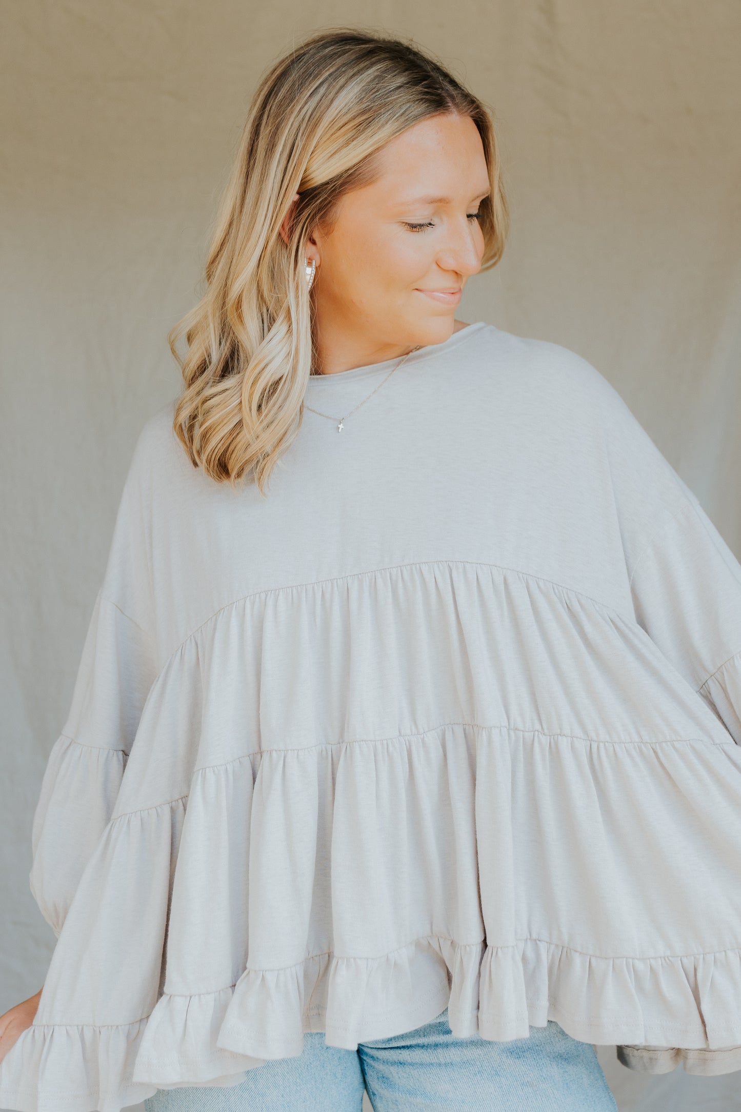 Tiered Ruffle Top | Stone