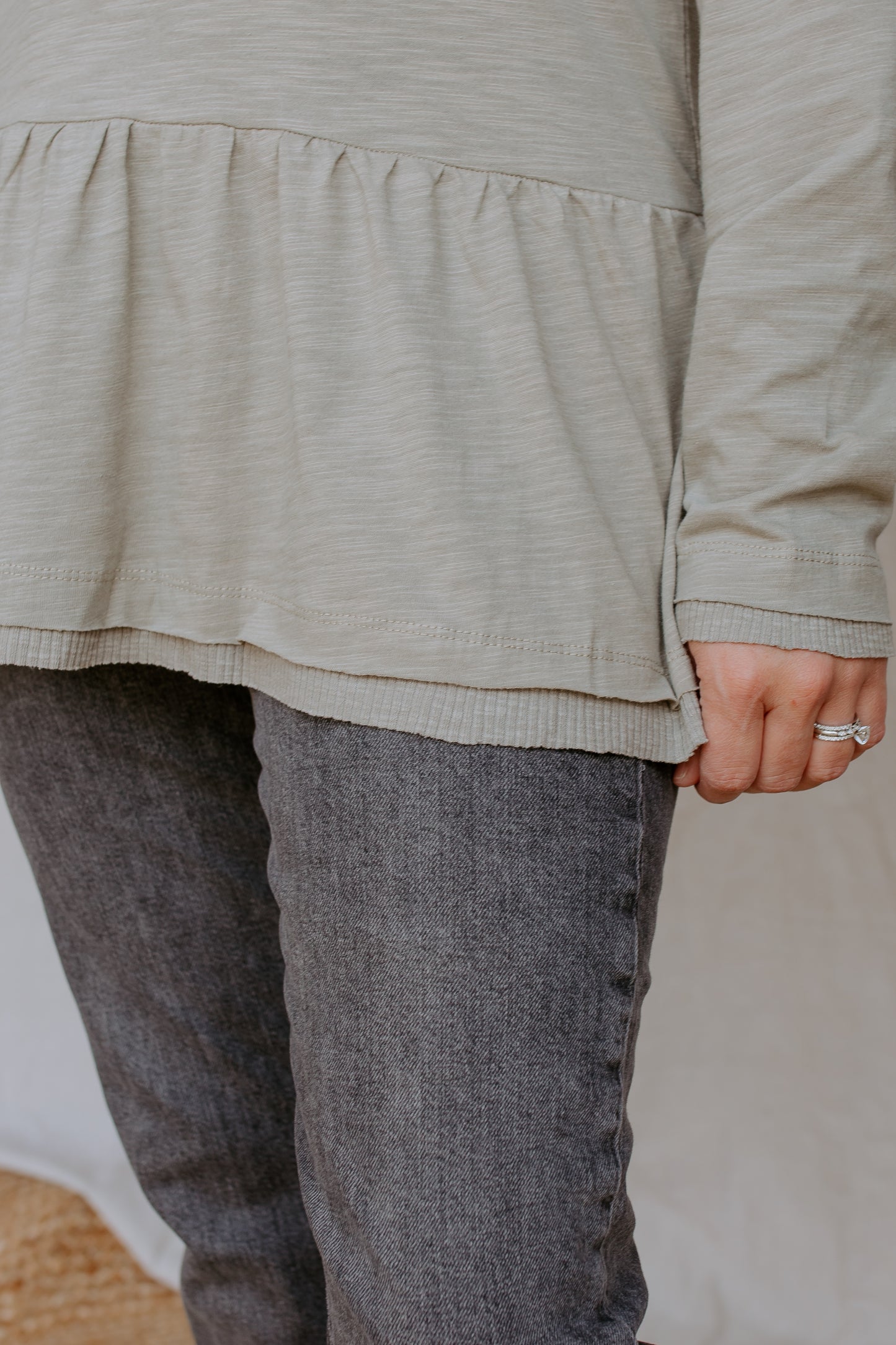 Long Sleeve Cotton Top | Dusty Sage