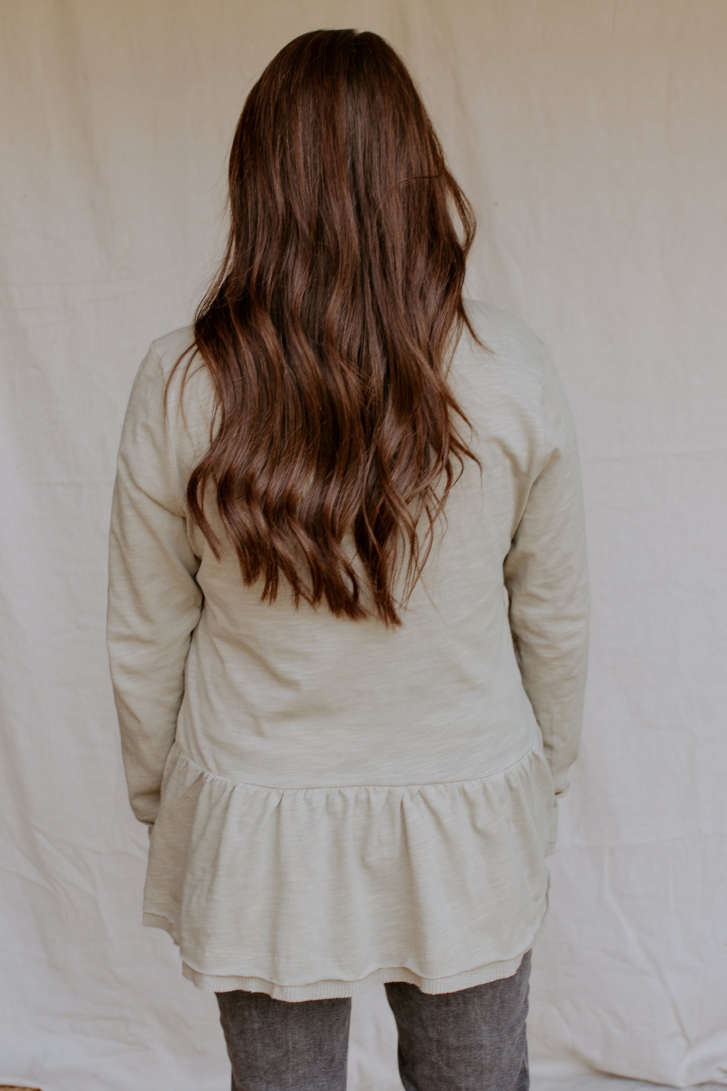 Long Sleeve Cotton Top | Dusty Sage