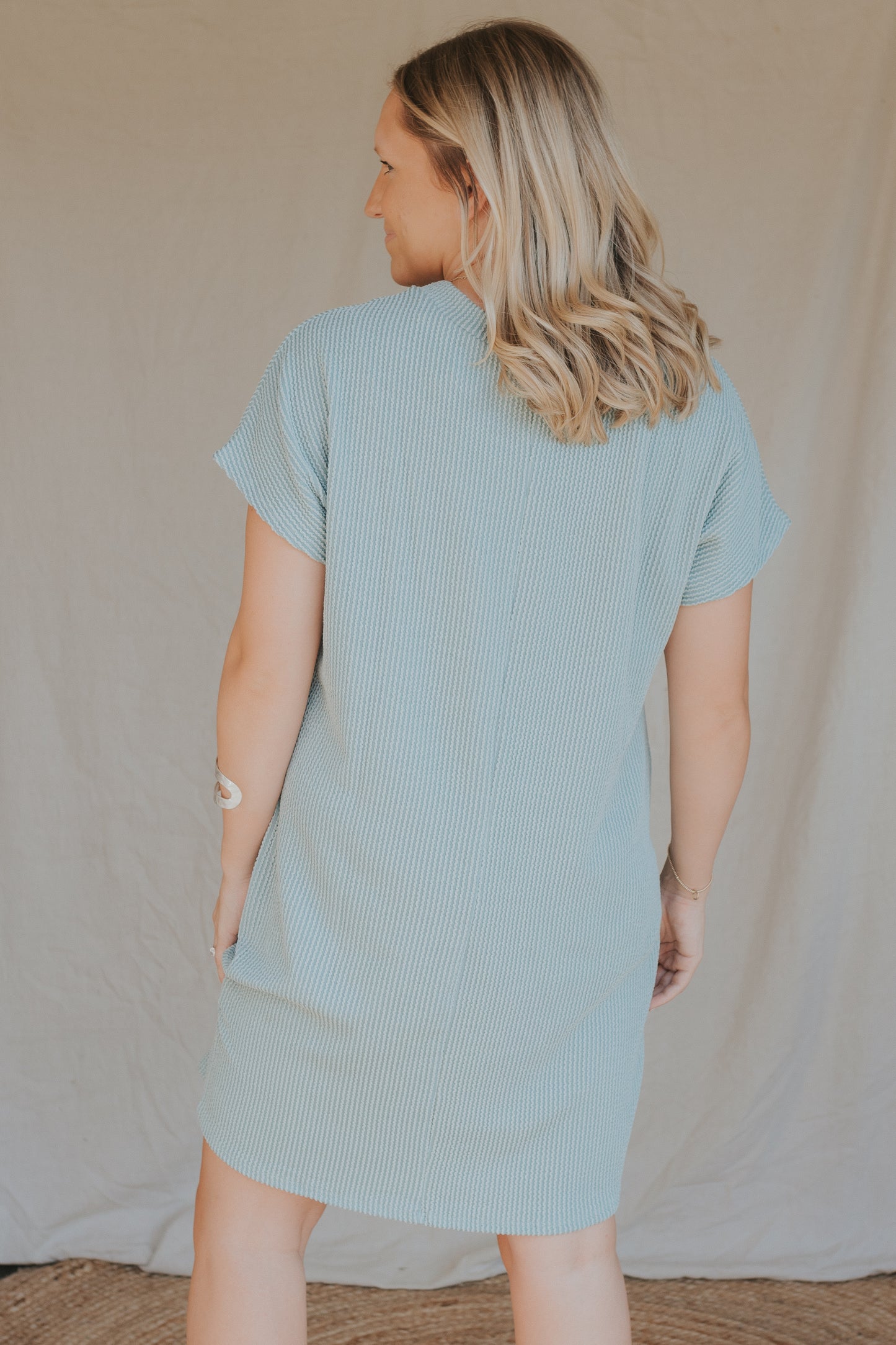 Round Neck Mini Dress | Sage