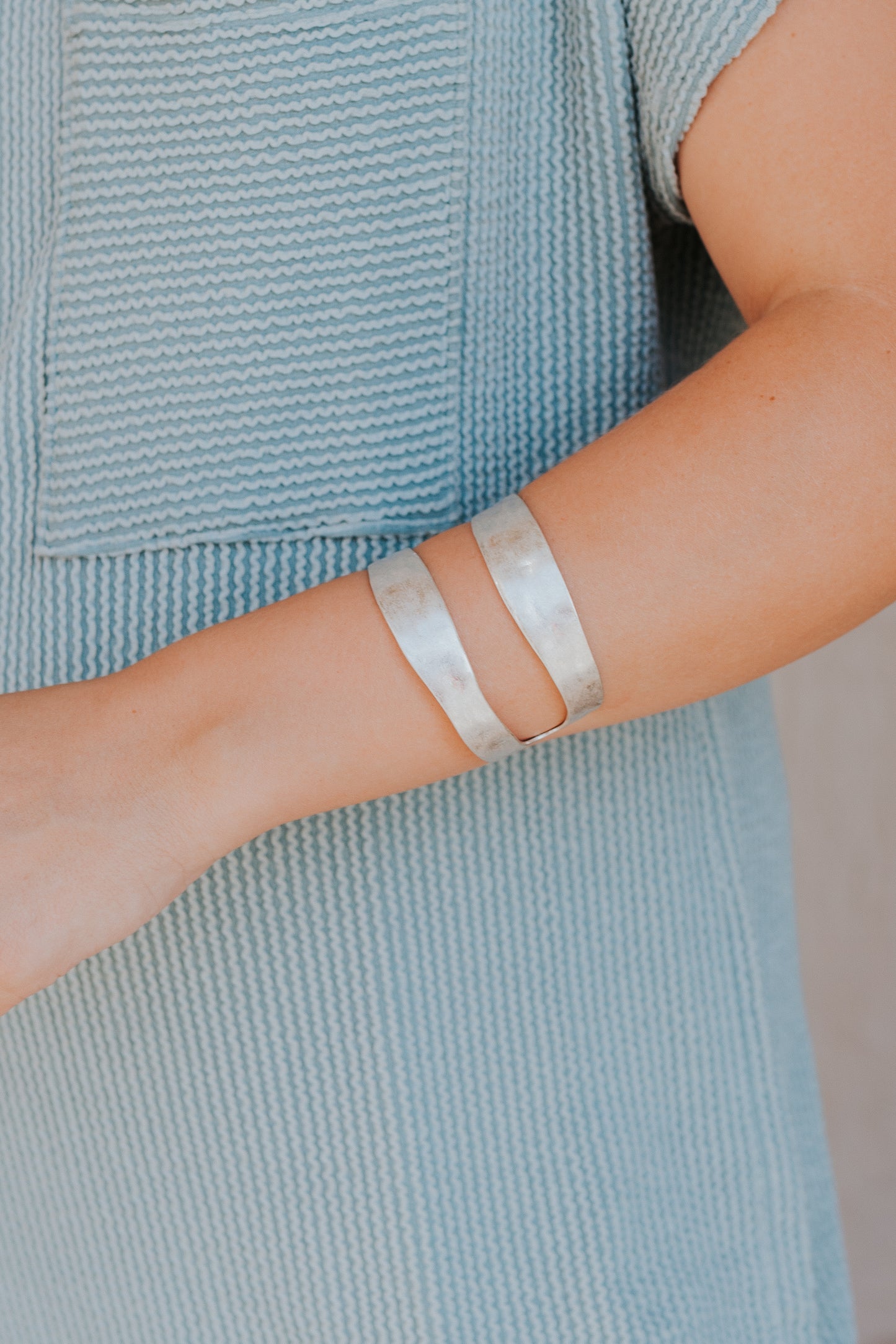 Double Wide Cuff | Worn Silver