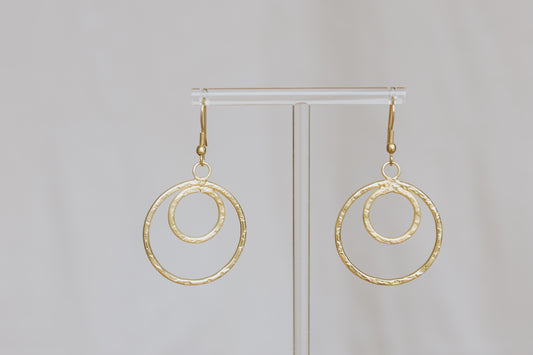 Double Hammered Drop Earring