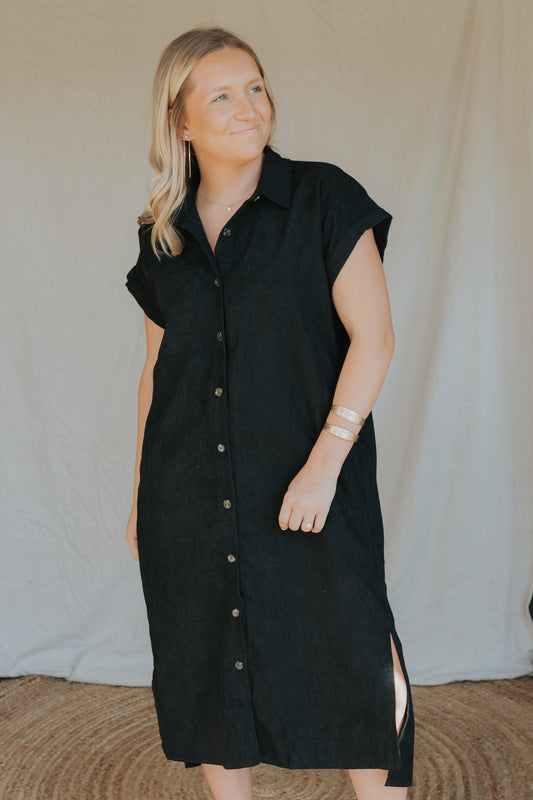 Corduroy Button Down Dress