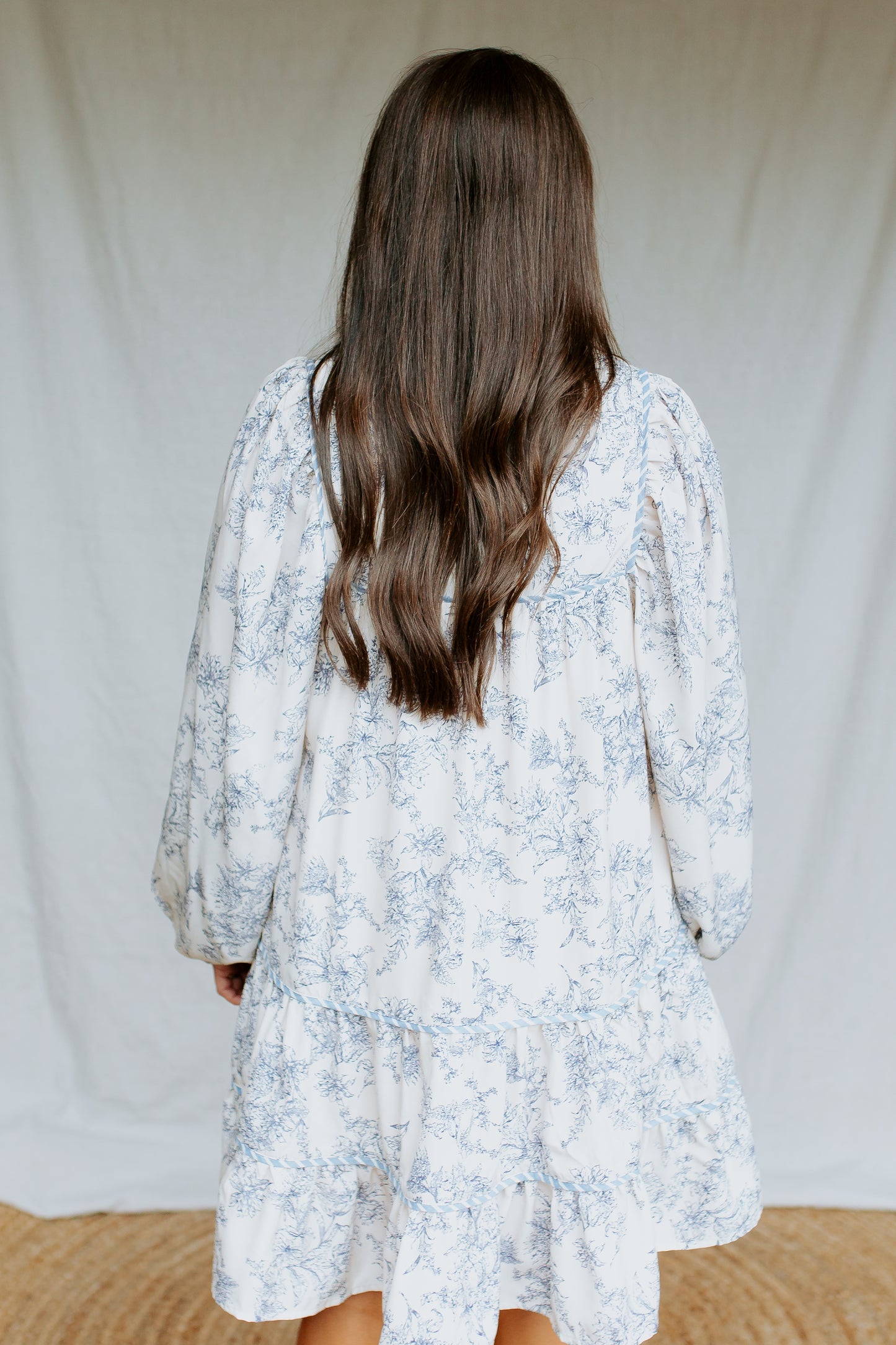 Printed Sleeve Mini Dress | Ecru