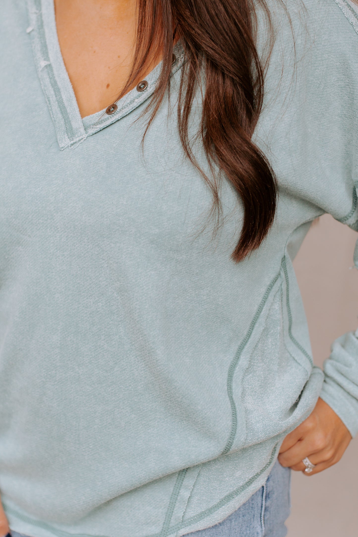 V-Neck Oversized Top | Sage