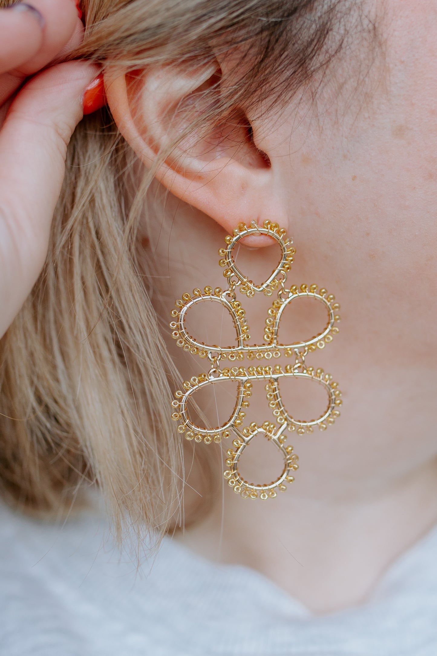 Infinity Knot Seed Bead Earrings | Gold