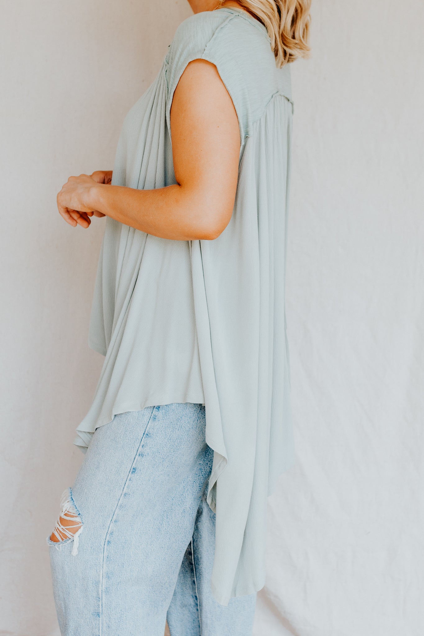 Button Front Top | Dusty Mint