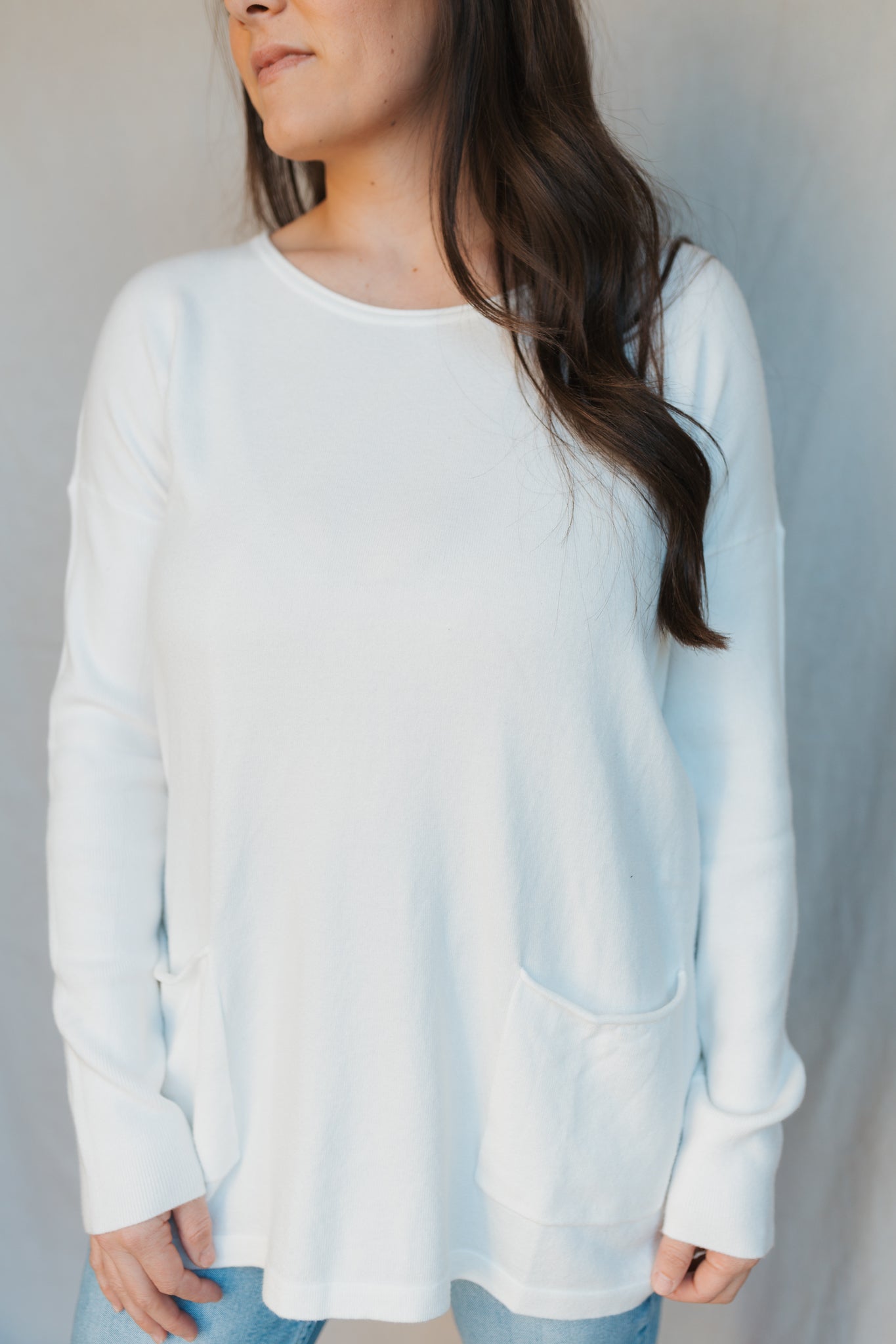 Oversized Front Pocket Sweater | Ivory