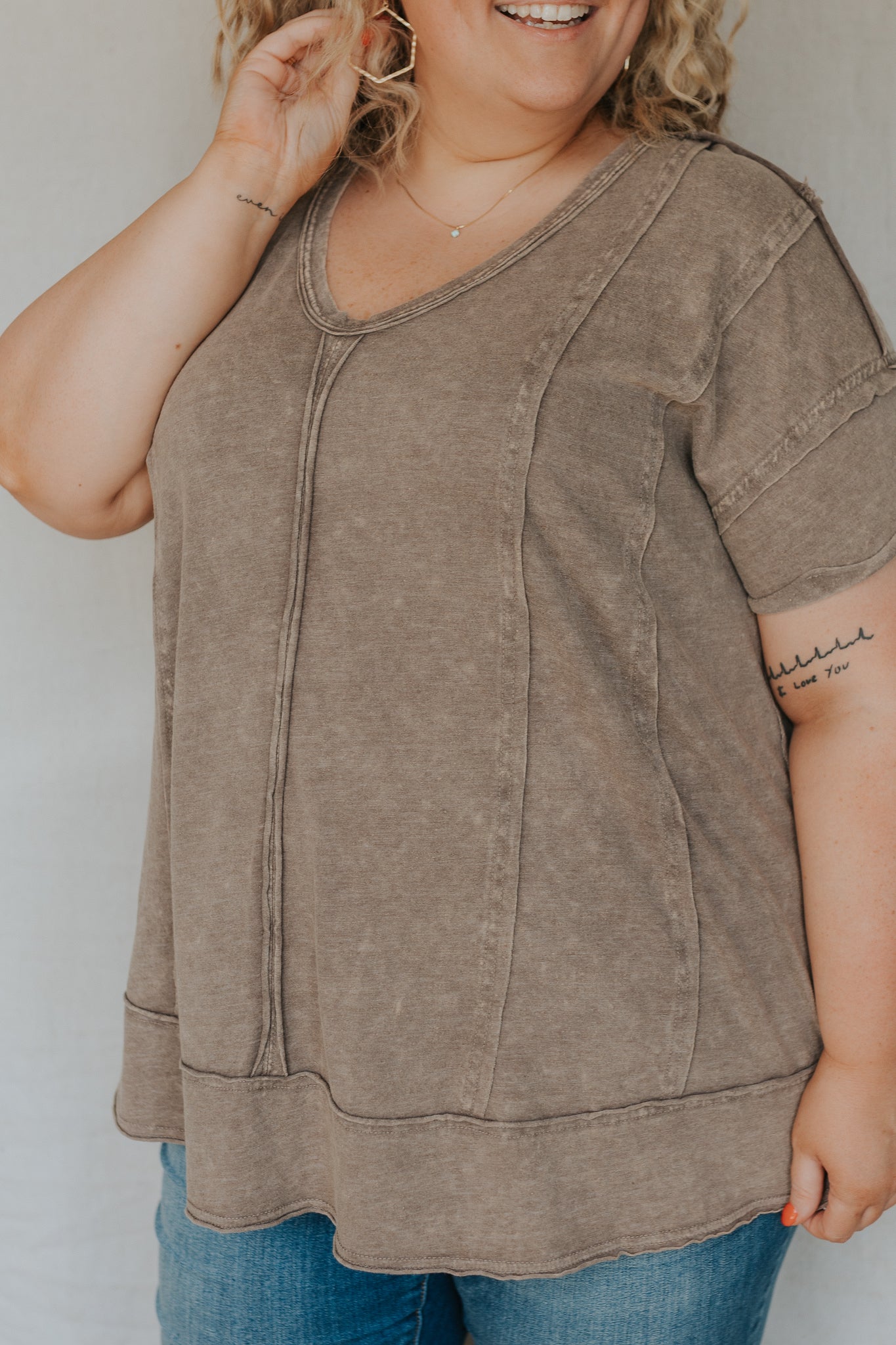 Short Sleeve Cotton Top | Ash