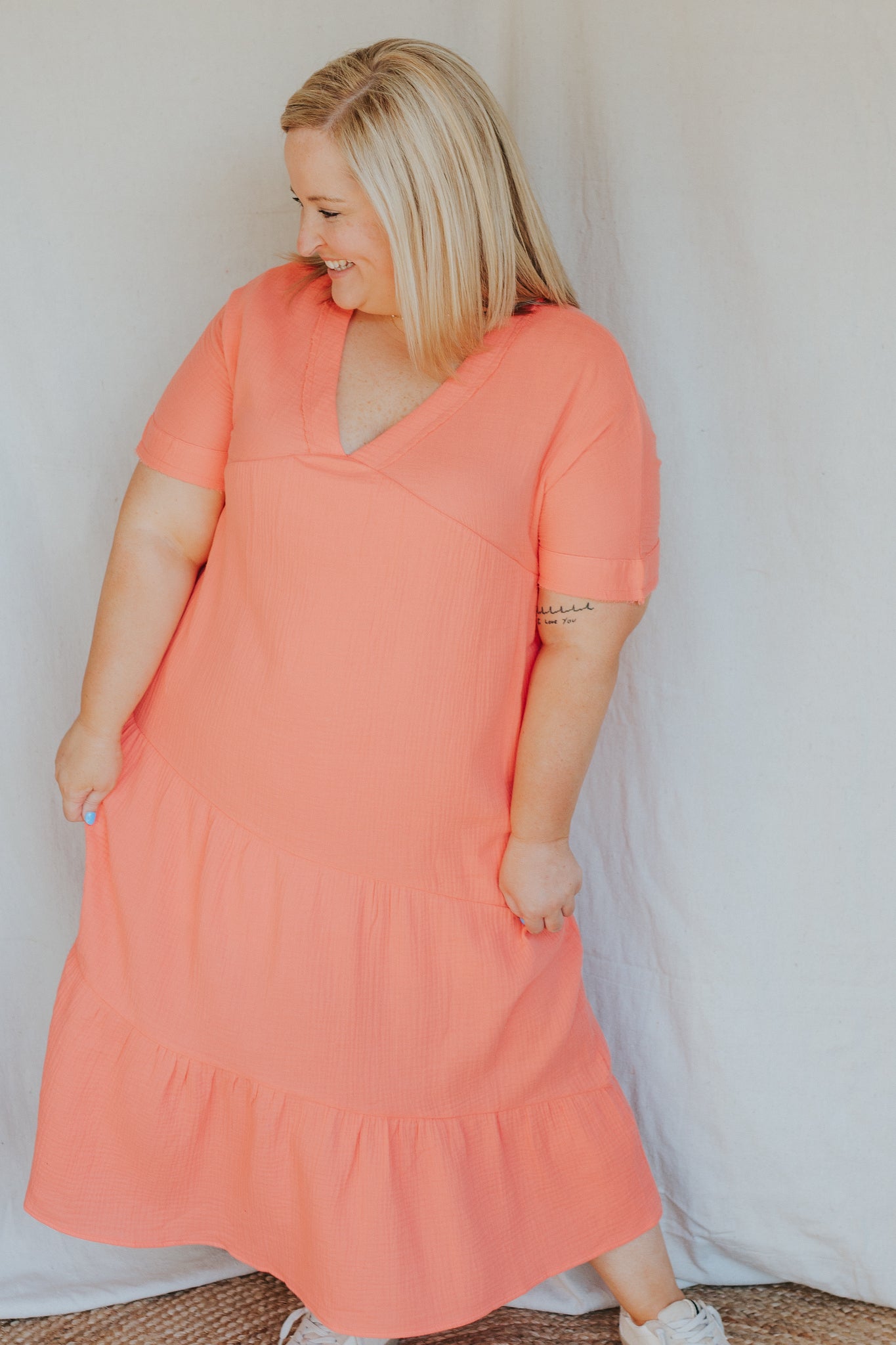 Cotton Woven Dress | Apricot