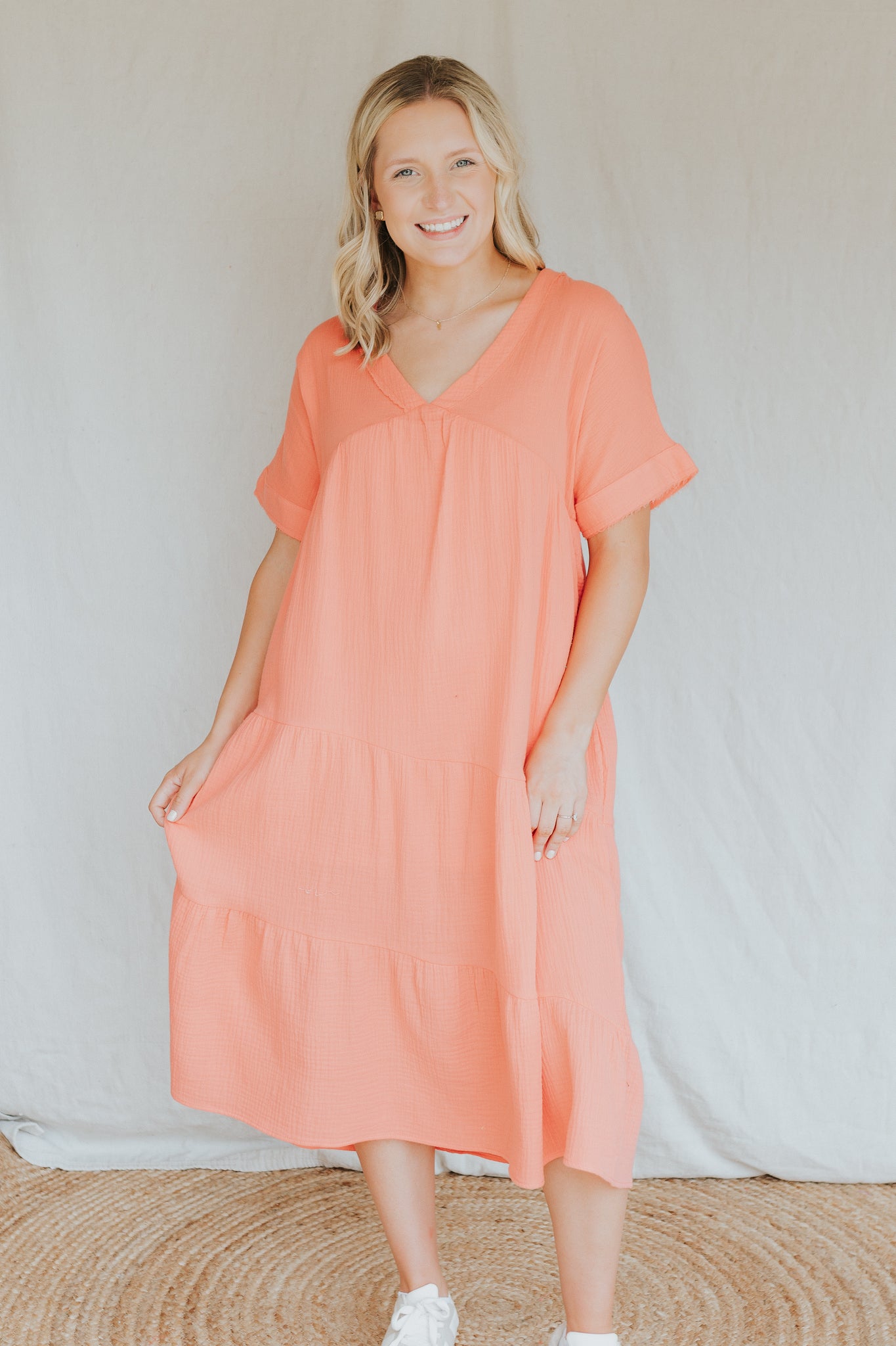 Cotton Woven Dress | Apricot