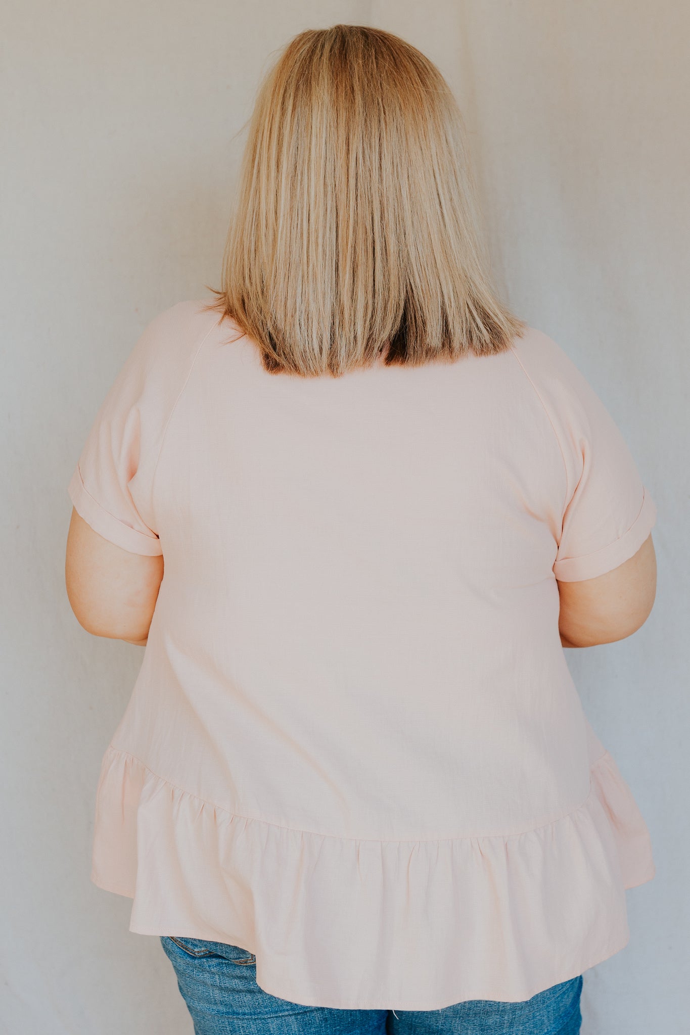 Cotton Ruffle Bottom Top | Peach