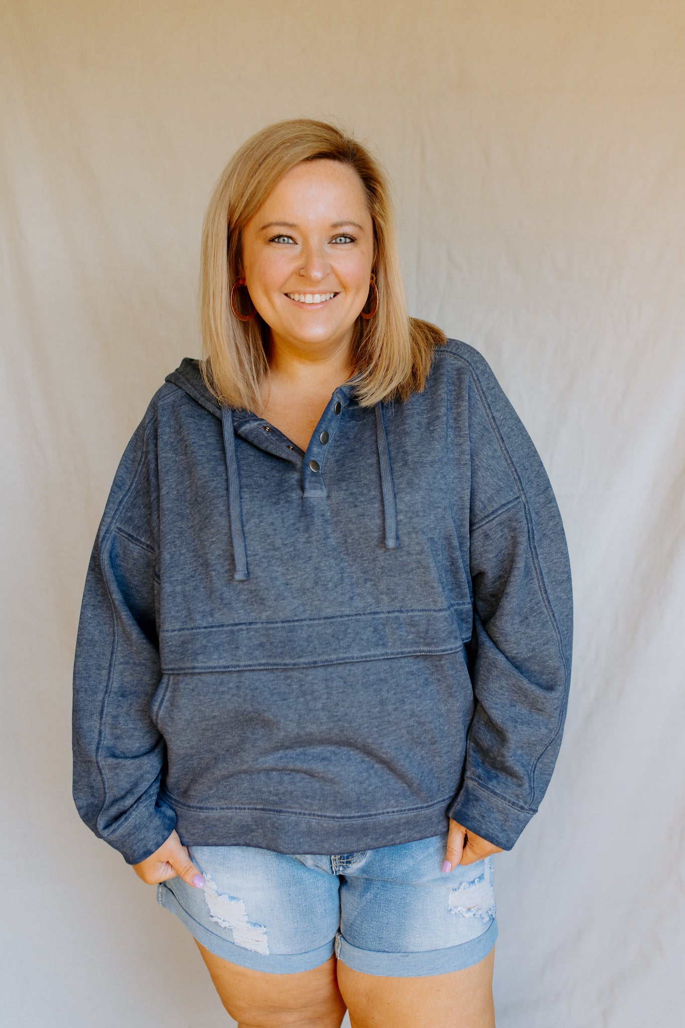 Drift Snap Hoodie | Deep Ocean