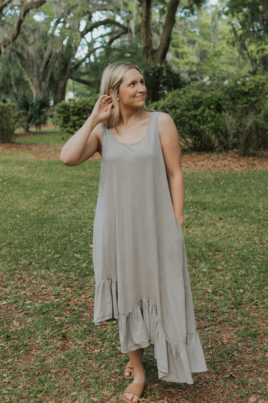 Ruffle Bottom Dress | Stone