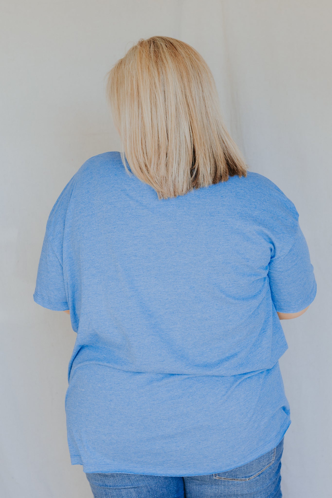 Raw Edge Boyfriend Tee | Heather Ocean Blue