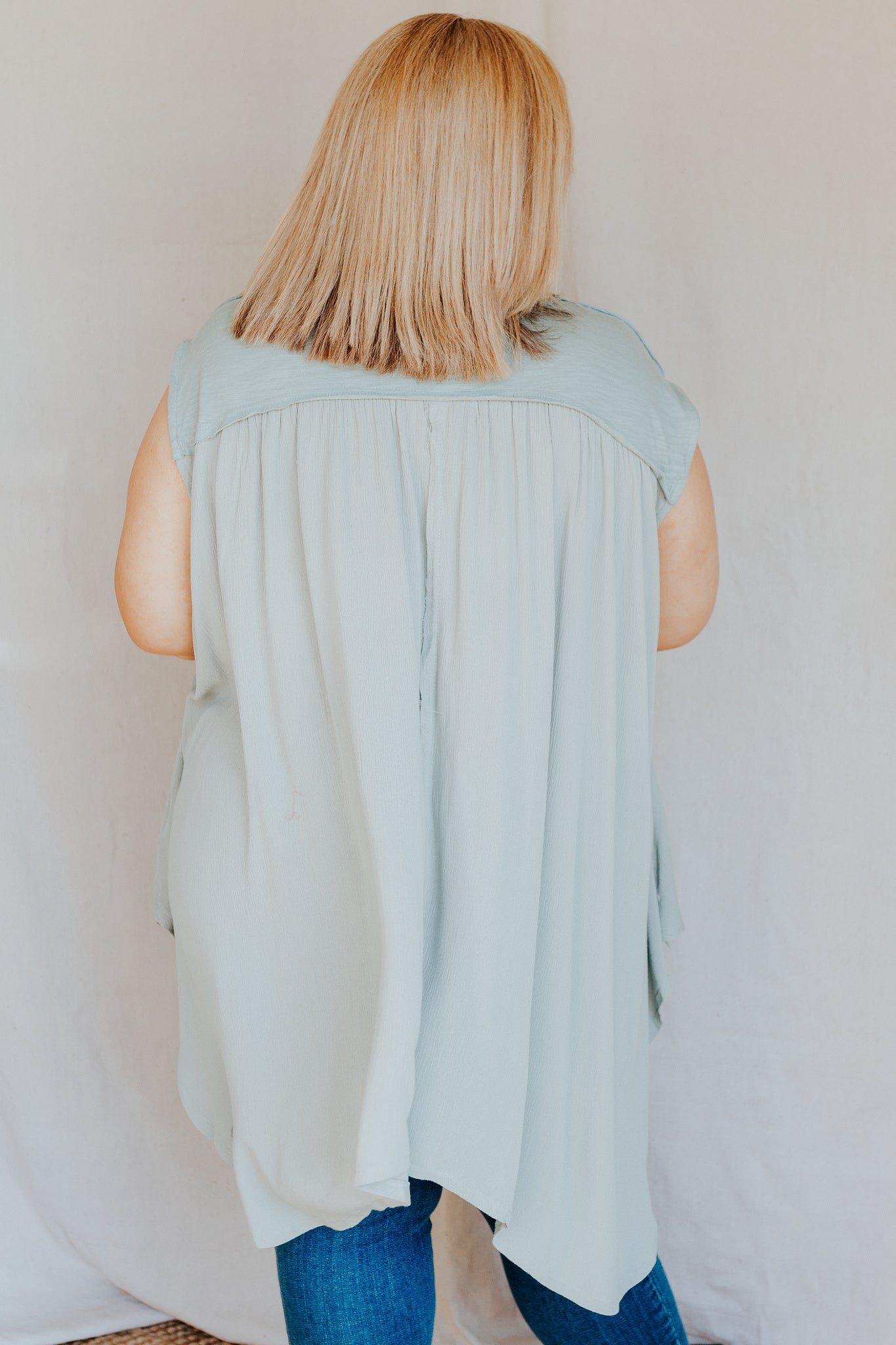 Button Front Top | Dusty Mint