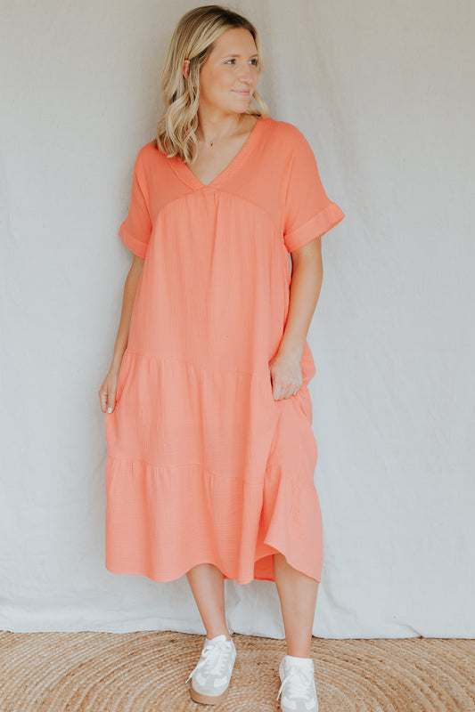 Cotton Woven Dress | Apricot