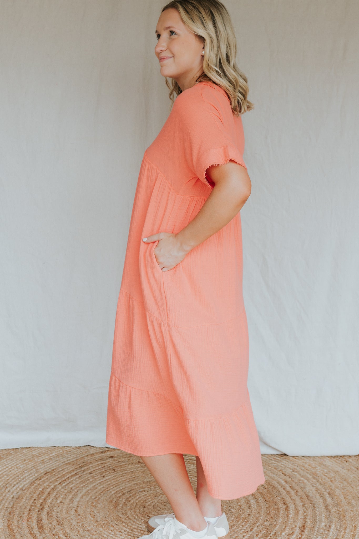 Cotton Woven Dress | Apricot