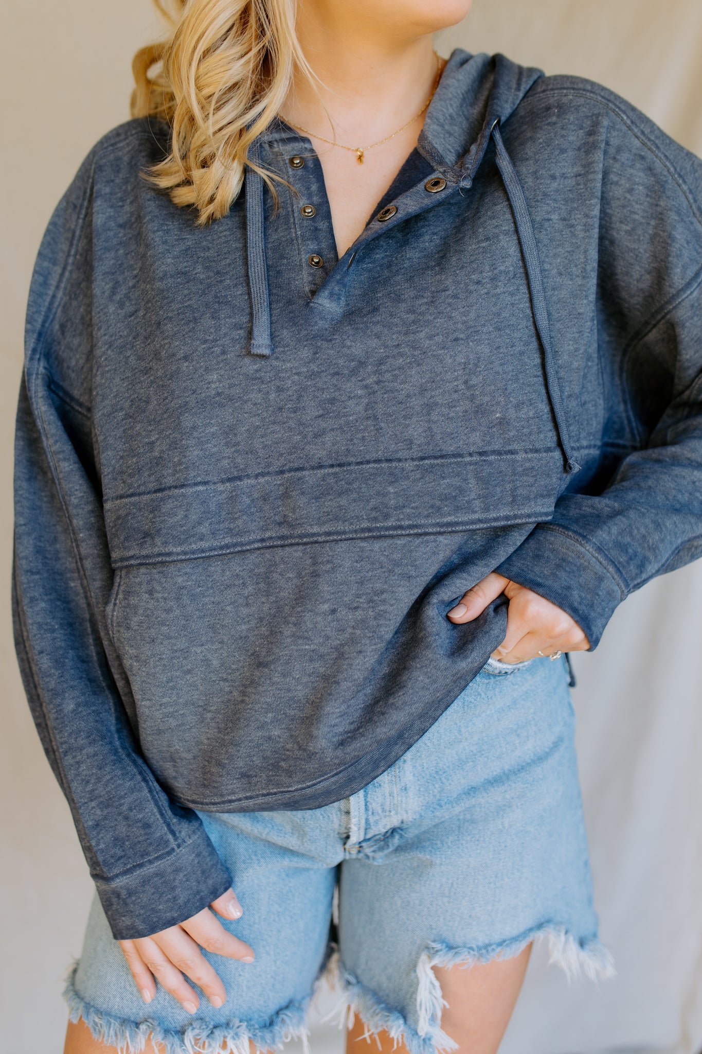 Drift Snap Hoodie | Deep Ocean