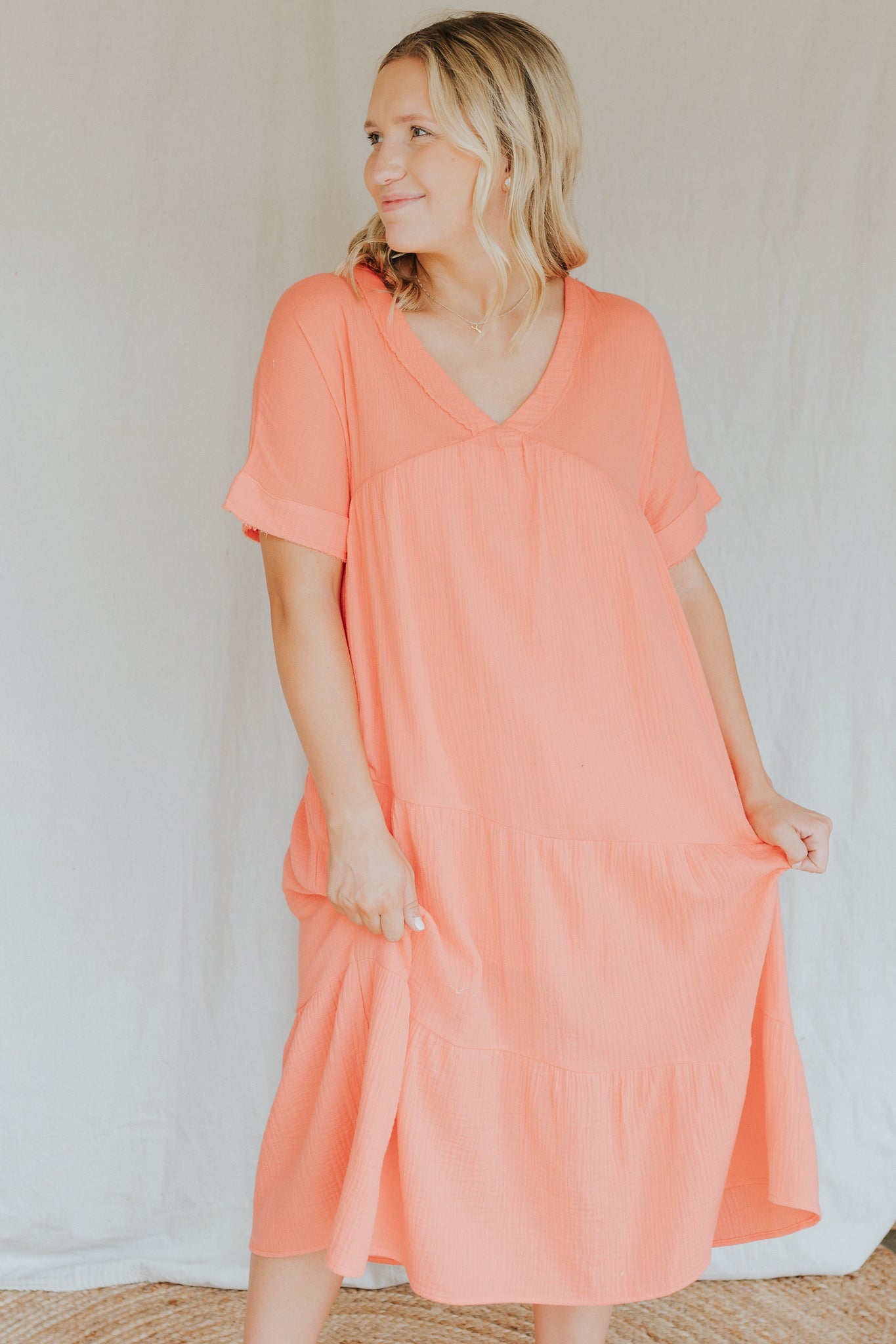 Cotton Woven Dress | Apricot