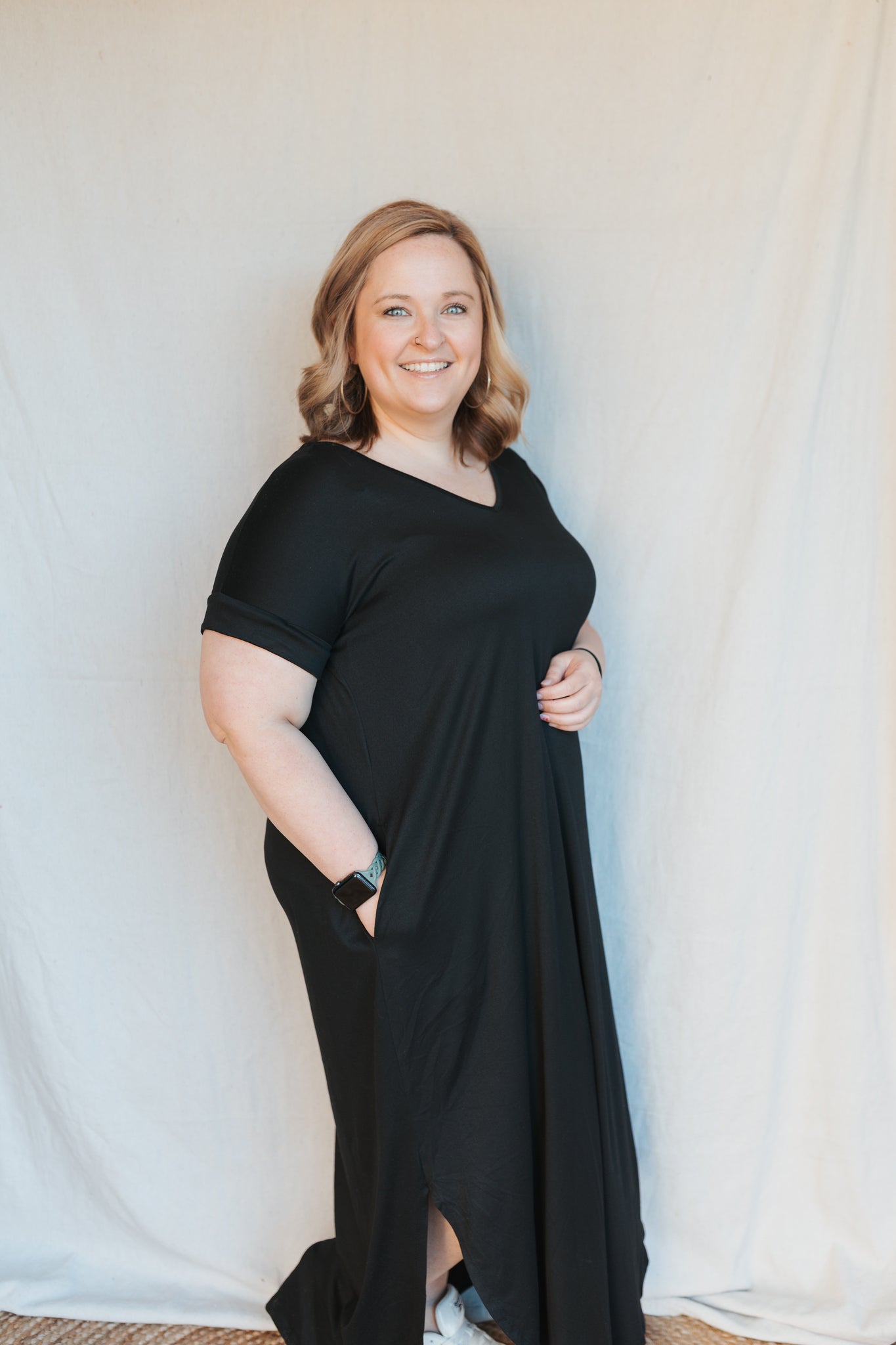 V Neck Maxi Dress | Black