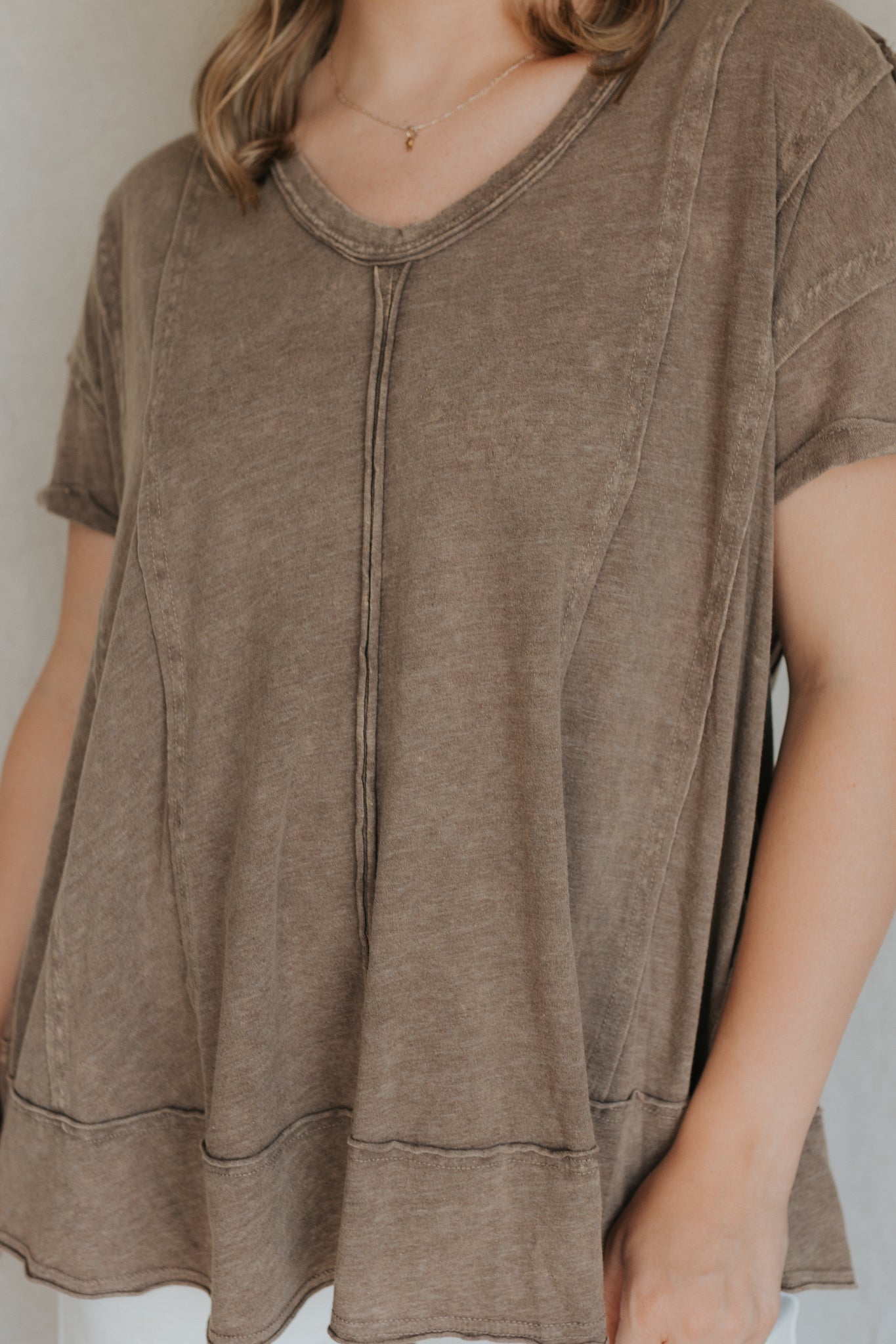 Short Sleeve Cotton Top | Ash