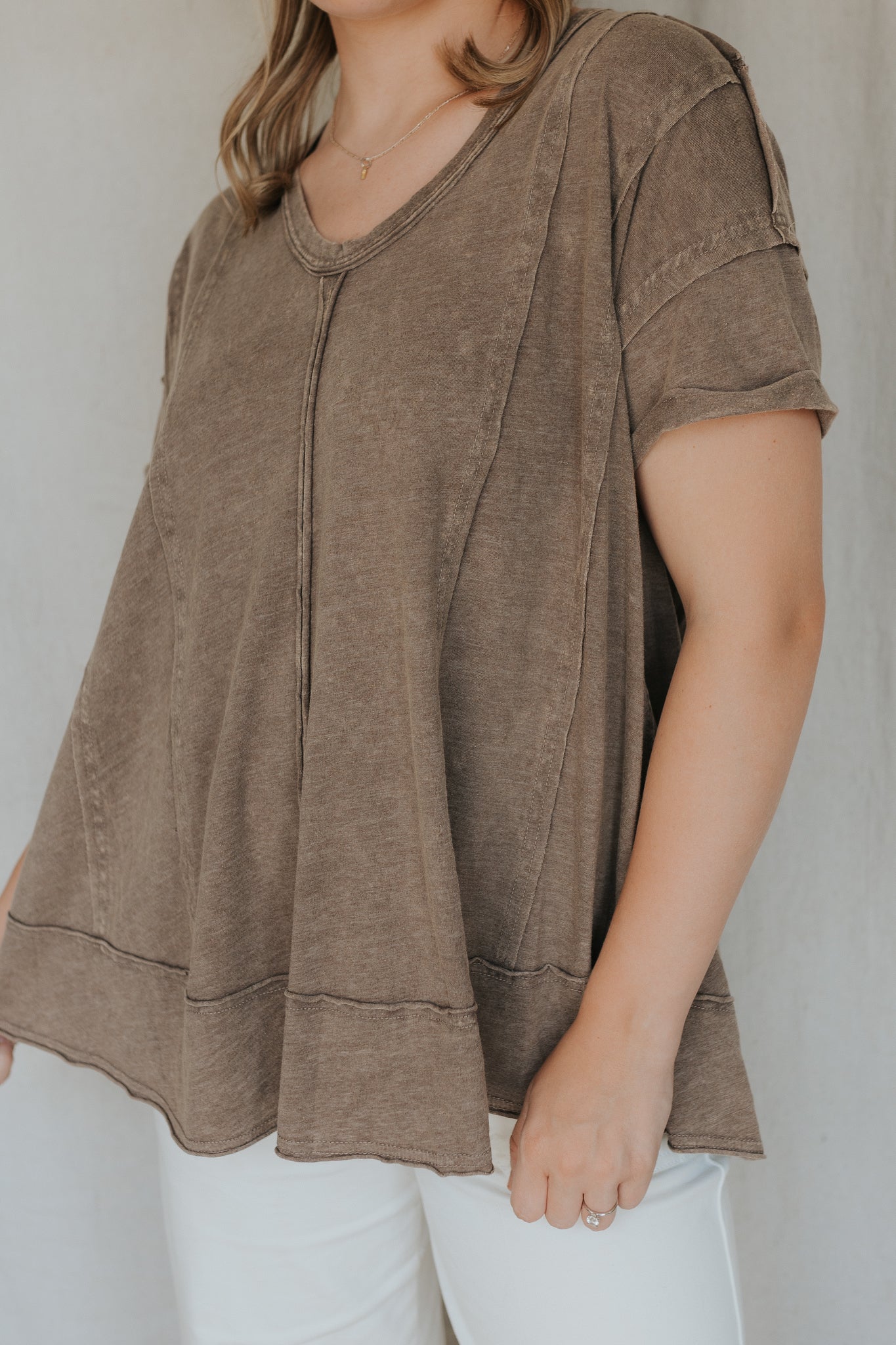 Short Sleeve Cotton Top | Ash