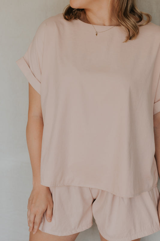 Oversized Top and Shorts Set | Blush