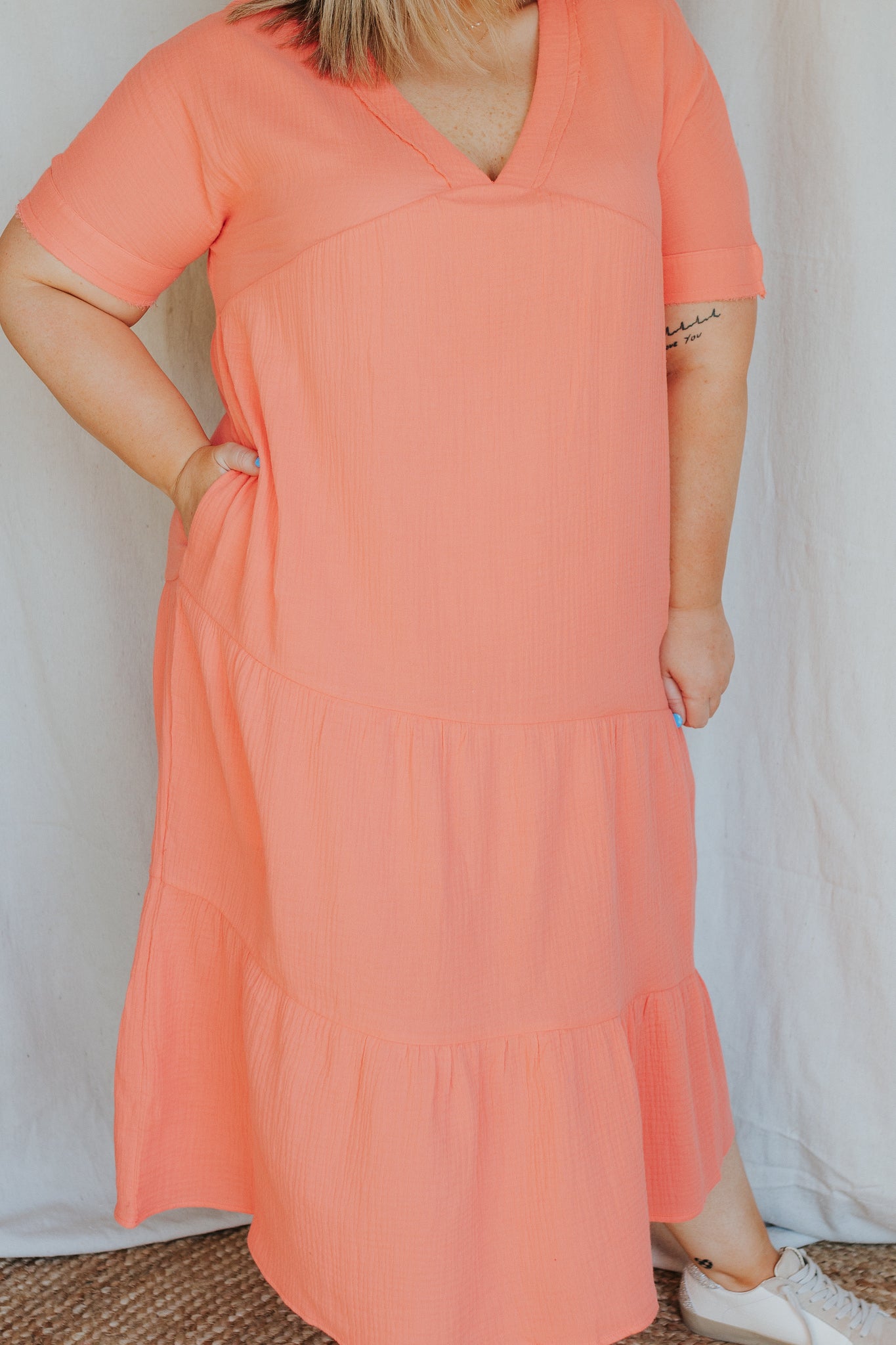 Cotton Woven Dress | Apricot