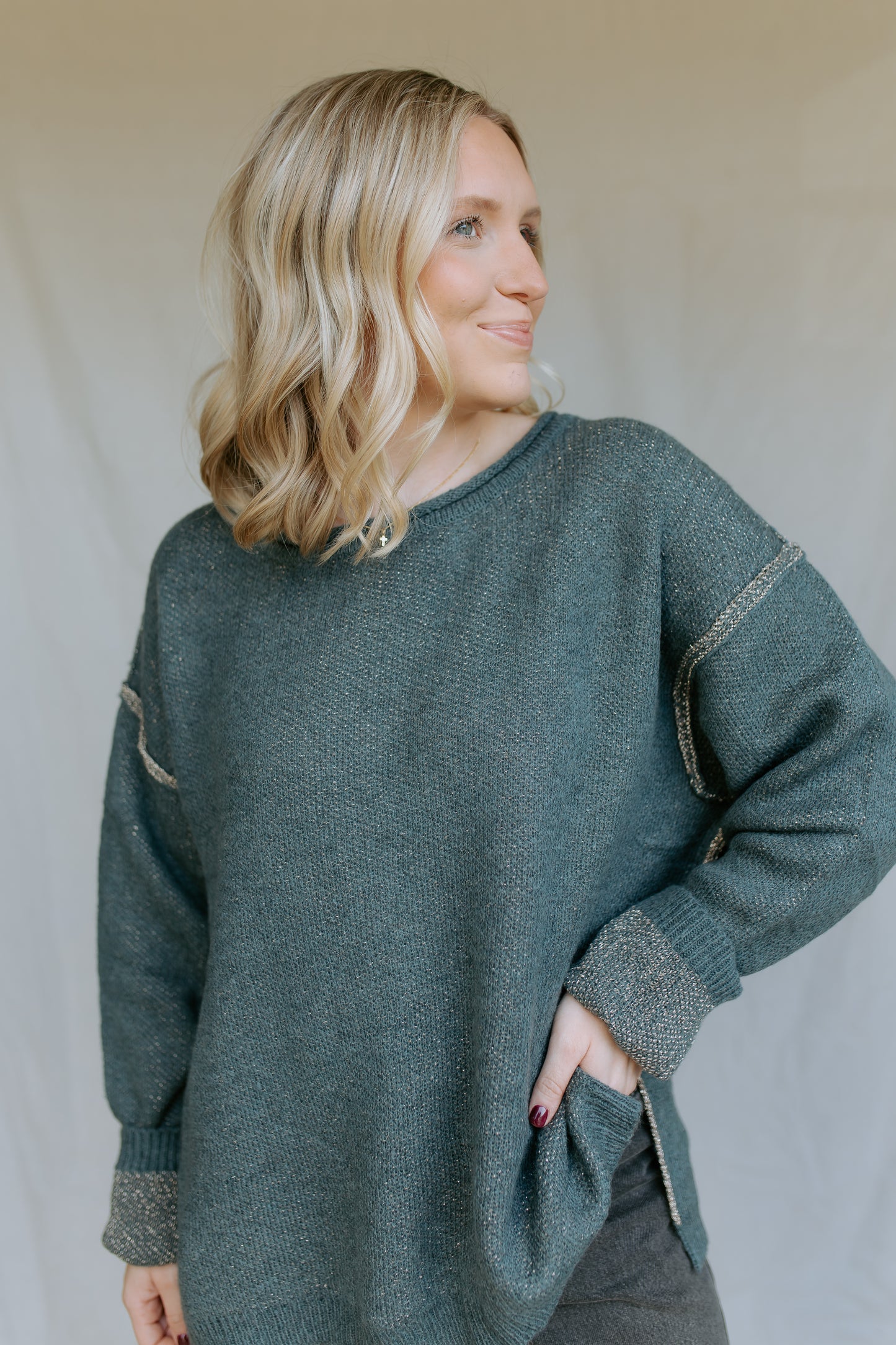 Knit Sweater Top | Teal