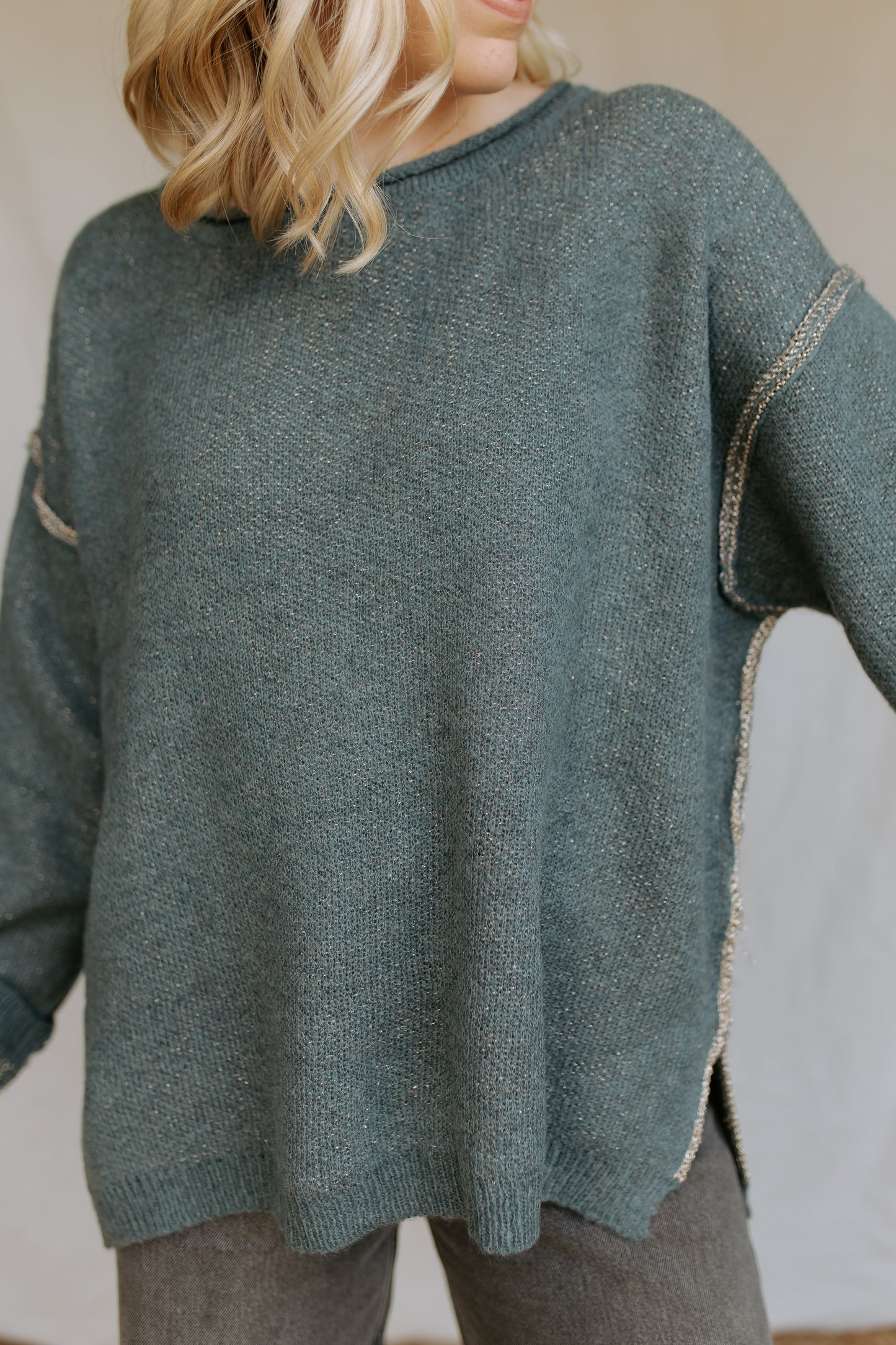 Knit Sweater Top | Teal