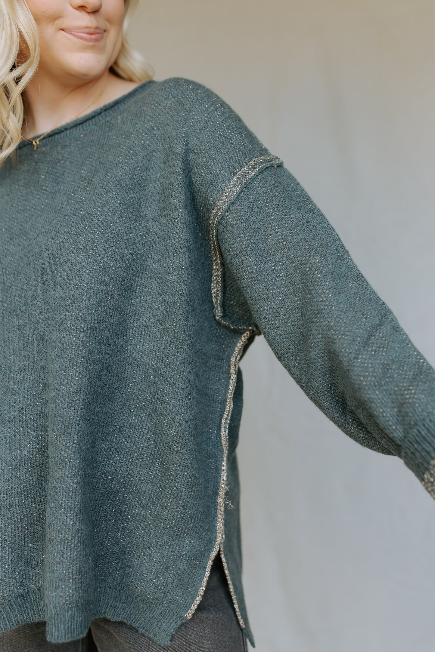 Knit Sweater Top | Teal
