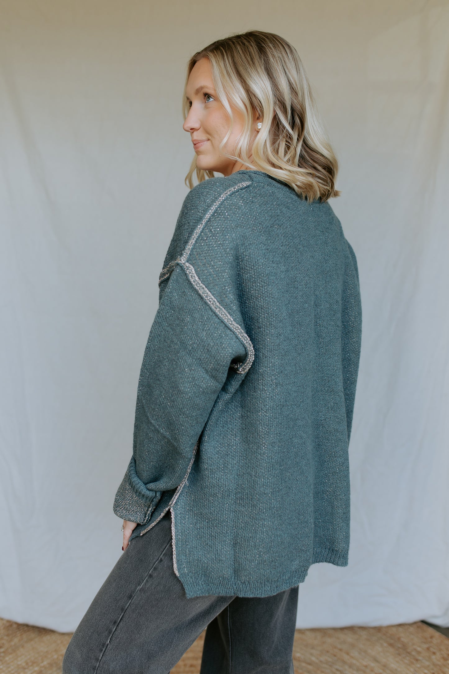 Knit Sweater Top | Teal